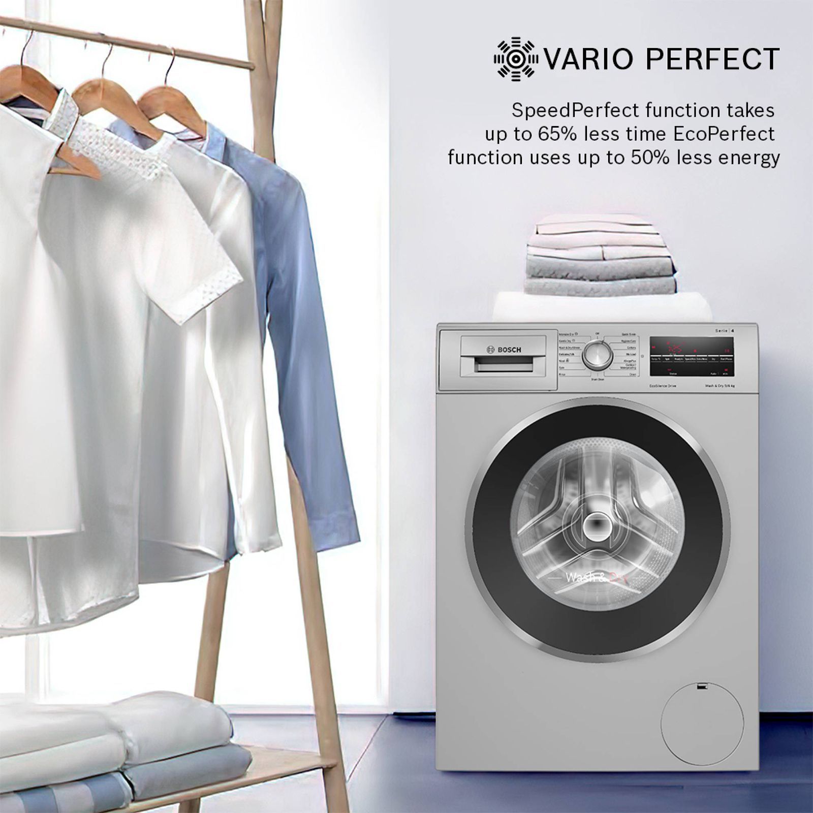 BOSCH 9/6 kg 5 Star Inverter Fully Automatic Front Load Washer Dryer (Series 4, WNA14408IN, Anti-Vibration Side Panel, Silver)_14