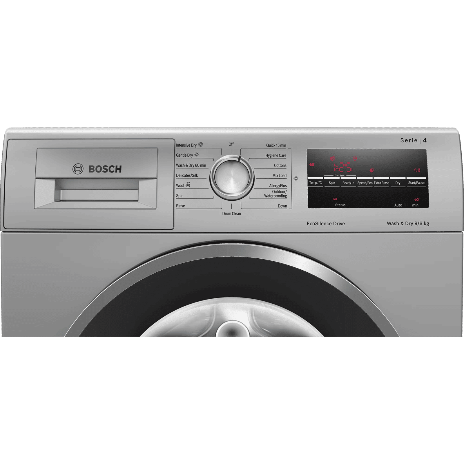 BOSCH 9/6 kg 5 Star Inverter Fully Automatic Front Load Washer Dryer (Series 4, WNA14408IN, Anti-Vibration Side Panel, Silver)_4