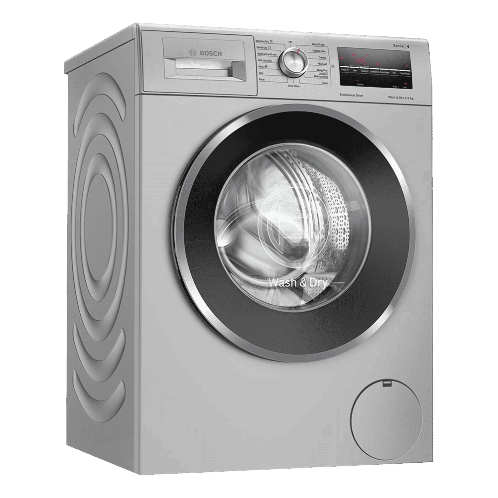 BOSCH 9/6 kg 5 Star Inverter Fully Automatic Front Load Washer Dryer (Series 4, WNA14408IN, Anti-Vibration Side Panel, Silver)_5
