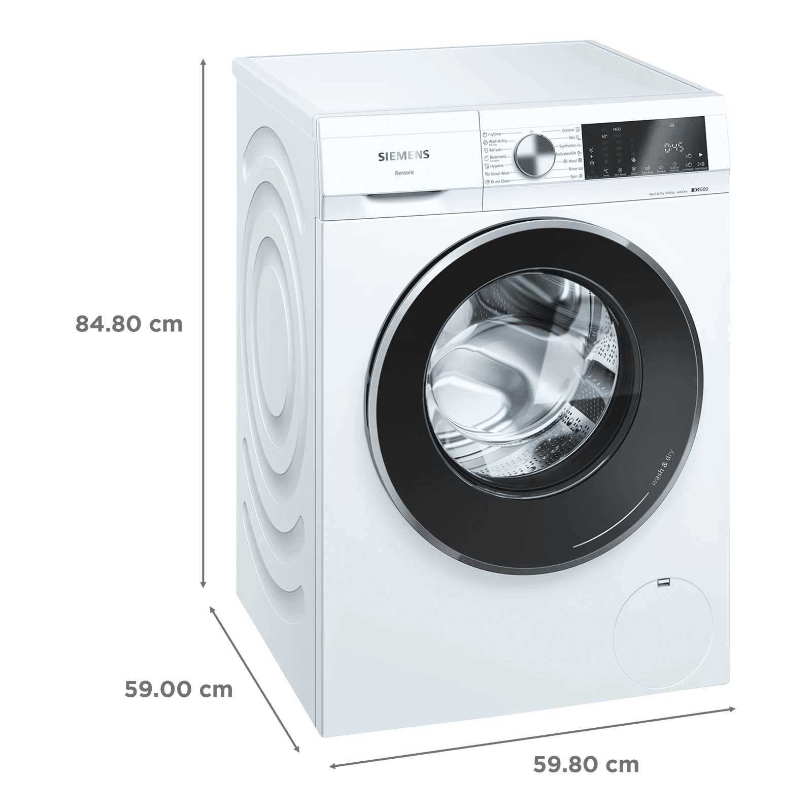 SIEMENS 10/6 kg Fully Automatic Front Load Washer Dryer (iQ500, WN54A2U0IN, Wave Drum, White)_3