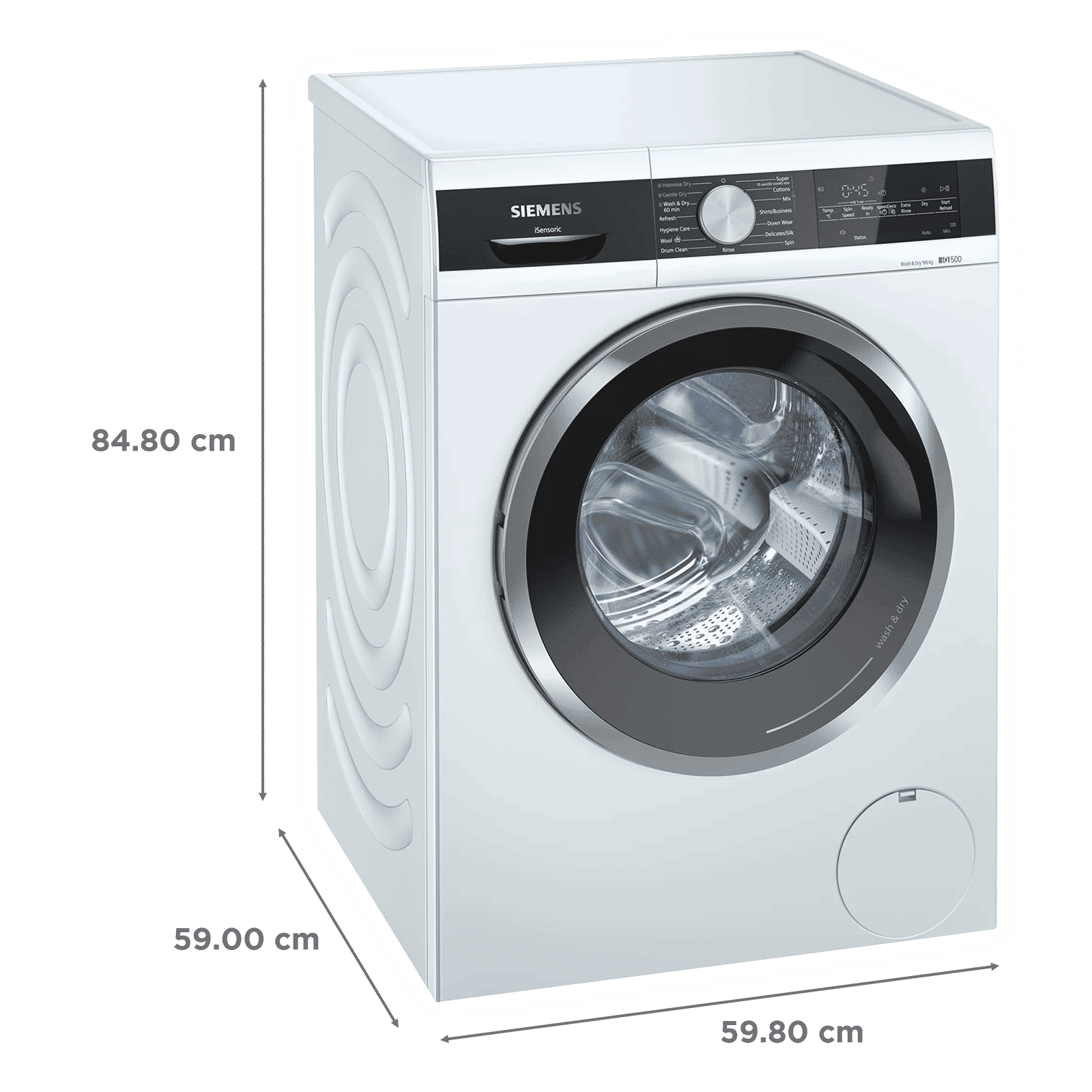SIEMENS 9/6 kg 5 Star Fully Automatic Front Load Washer Dryer (iQ500, WN44A100IN, In-Built Heater, White)_3