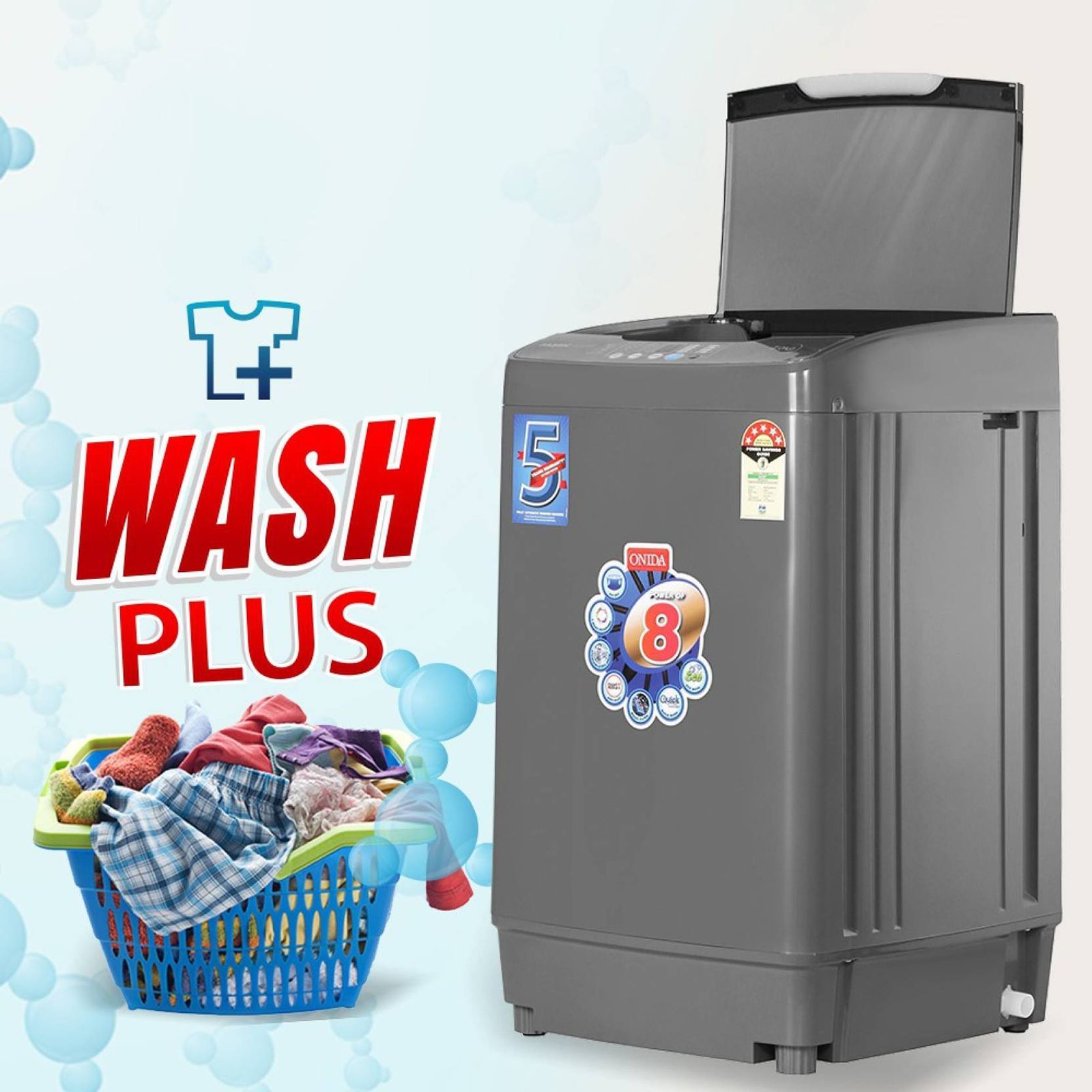 ONIDA 7 kg 5 Star Fully Automatic Top Load Washing Machine (T70FGD, Crystal Drum Technology, Grey)_15