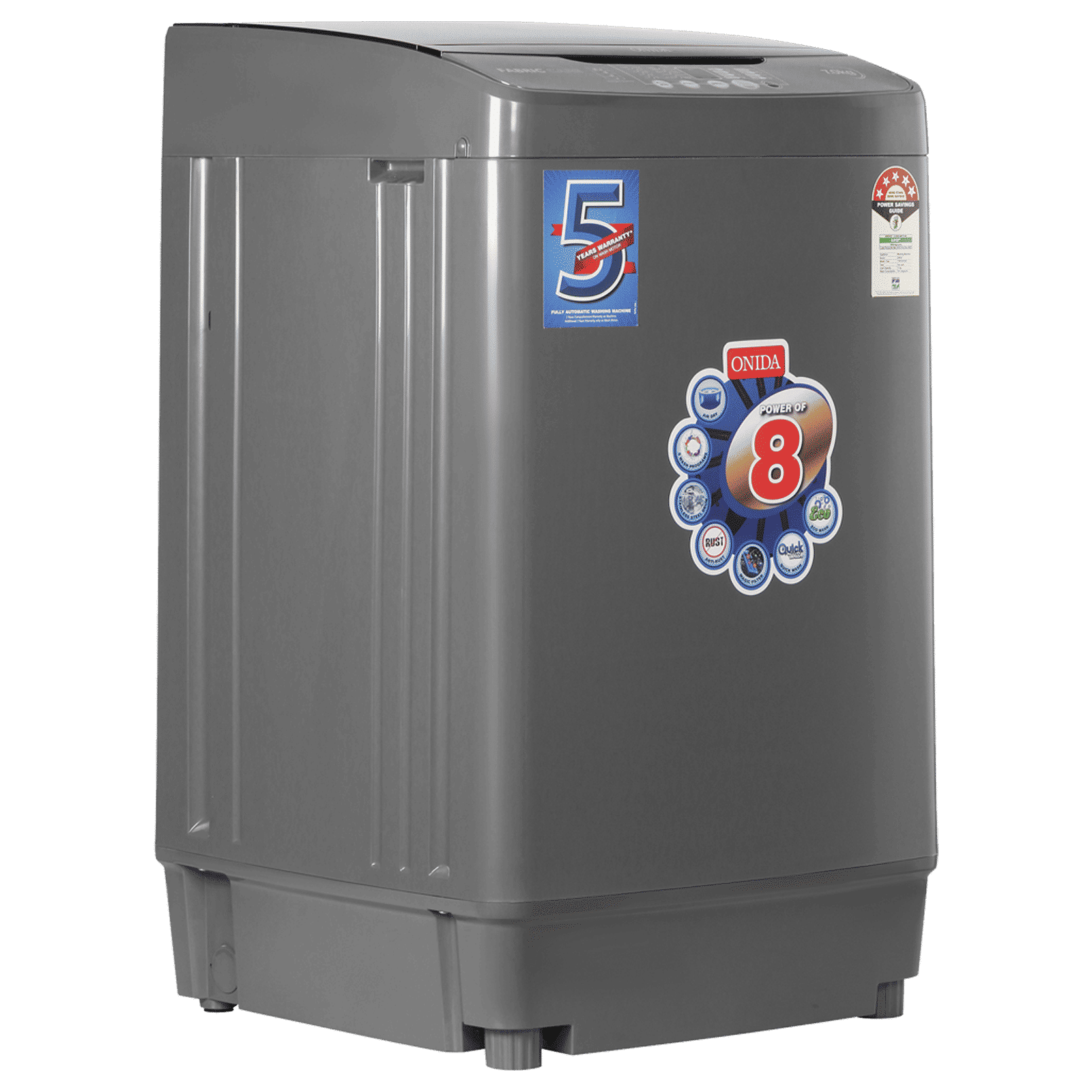 ONIDA 7 kg 5 Star Fully Automatic Top Load Washing Machine (T70FGD, Crystal Drum Technology, Grey)_4
