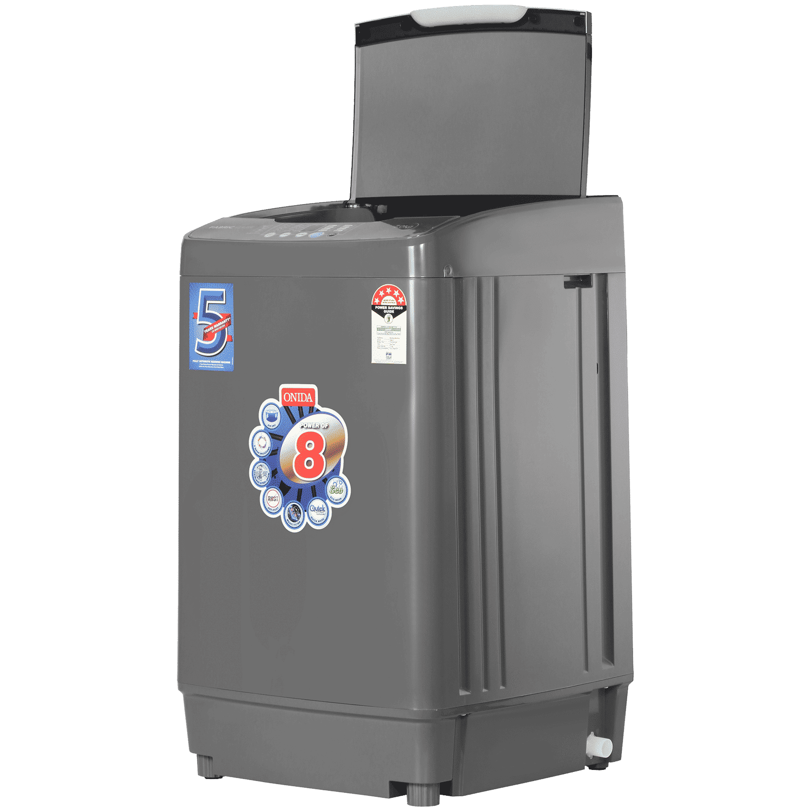 ONIDA 7 kg 5 Star Fully Automatic Top Load Washing Machine (T70FGD, Crystal Drum Technology, Grey)_5
