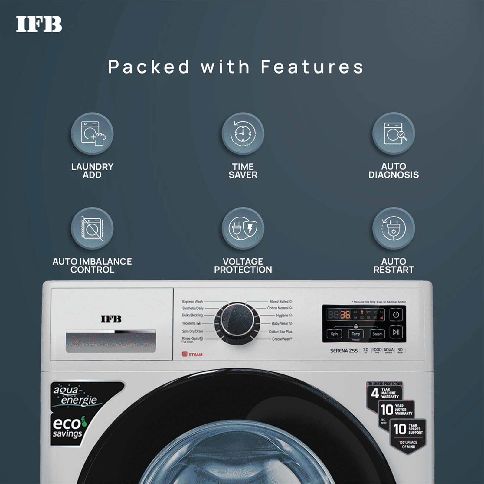 IFB 7 kg 5 Star Fully Automatic Front Load Washing Machine (Serena ZSS 7010, Aqua Energie, Silver) IFB 7 kg 5 Star Fully Automatic Front Load Washing Machine (Serena ZSS 7010, Aqua Energie, Silver)_14
