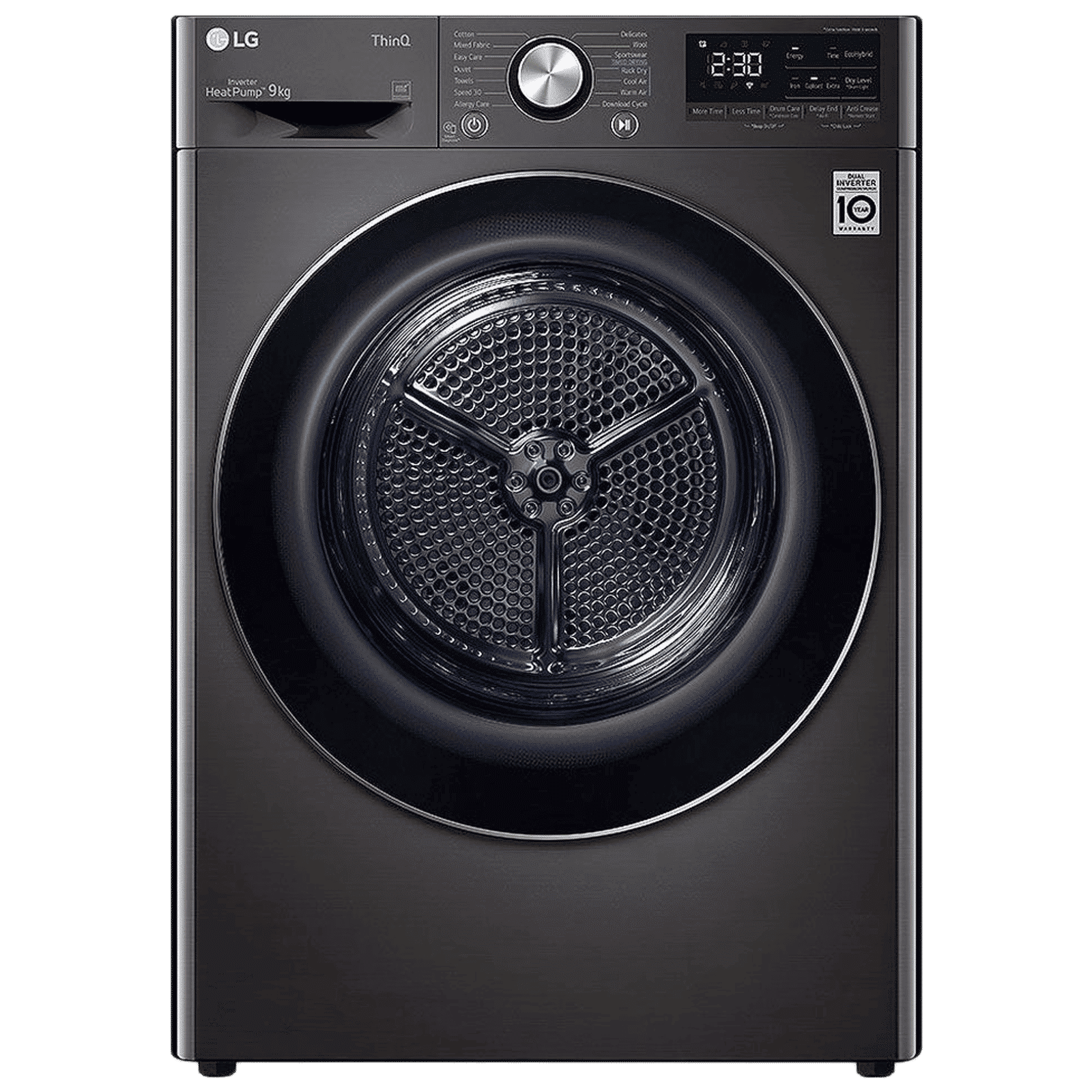 LG 9 kg 5 Star Inverter Fully Automatic Front Load Dryer (DHV09SWB, Wi-Fi Support, Black)_1