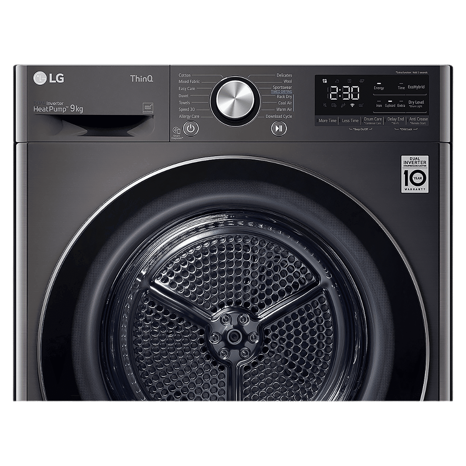 LG 9 kg 5 Star Inverter Fully Automatic Front Load Dryer (DHV09SWB, Wi-Fi Support, Black)_2