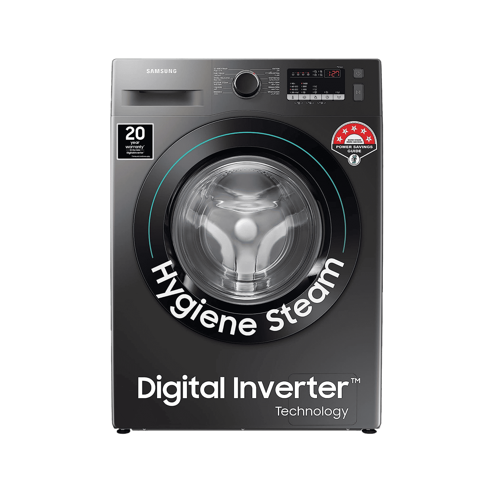 SAMSUNG 8 kg 5 Star Inverter Fully Automatic Front Load Washing Machine (WW80T4040CX1TL, Diamond Drum, Inox)_1