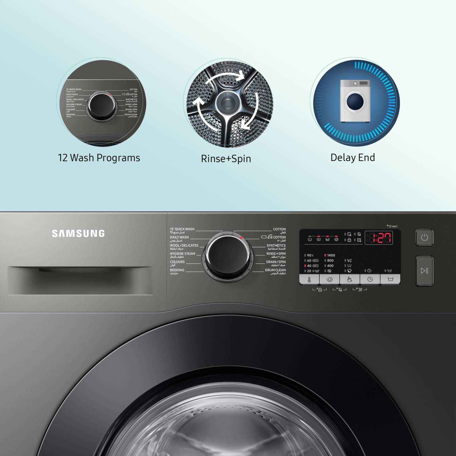 SAMSUNG 8 kg 5 Star Inverter Fully Automatic Front Load Washing Machine (WW80T4040CX1TL, Diamond Drum, Inox)_16