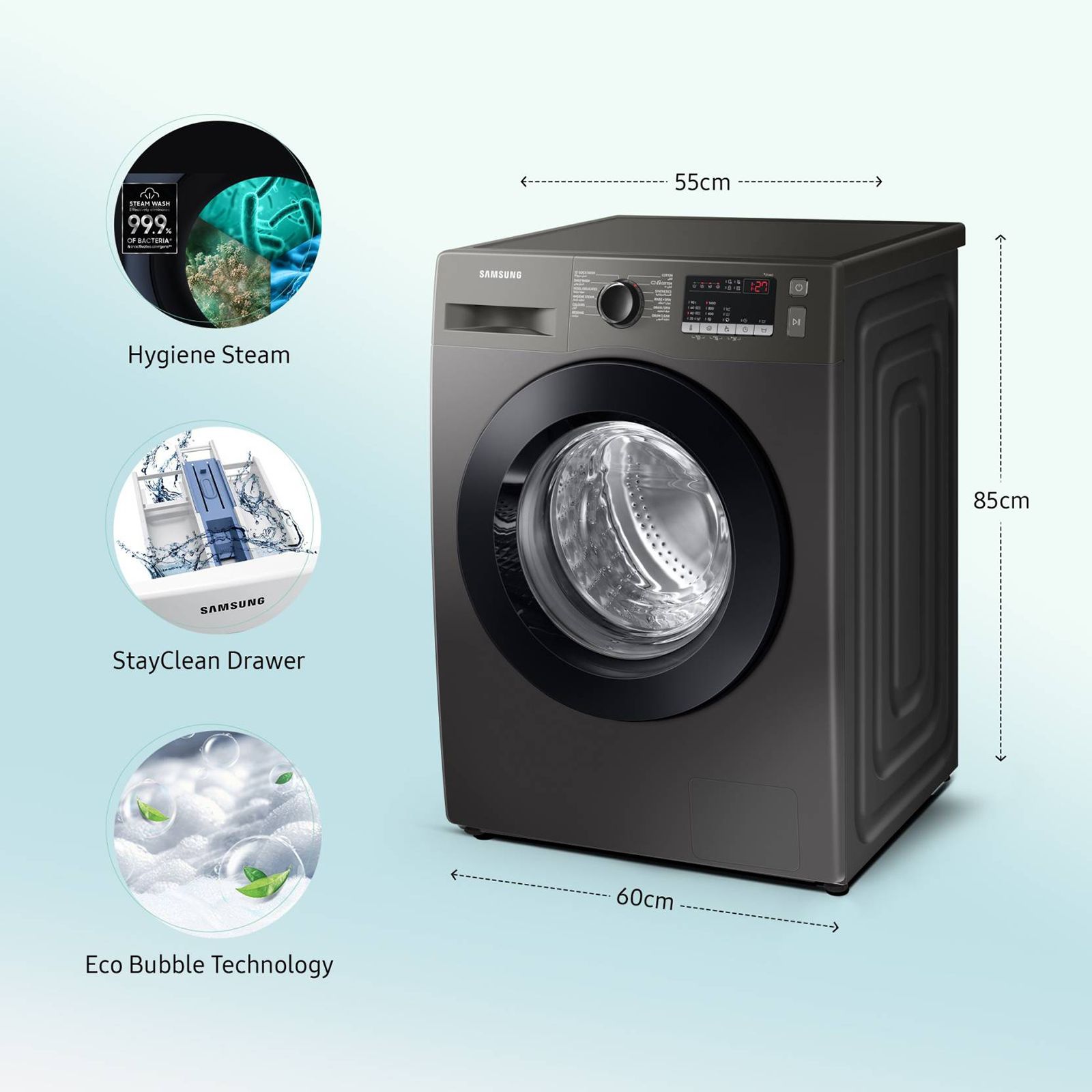 SAMSUNG 8 kg 5 Star Inverter Fully Automatic Front Load Washing Machine (WW80T4040CX1TL, Diamond Drum, Inox)_20