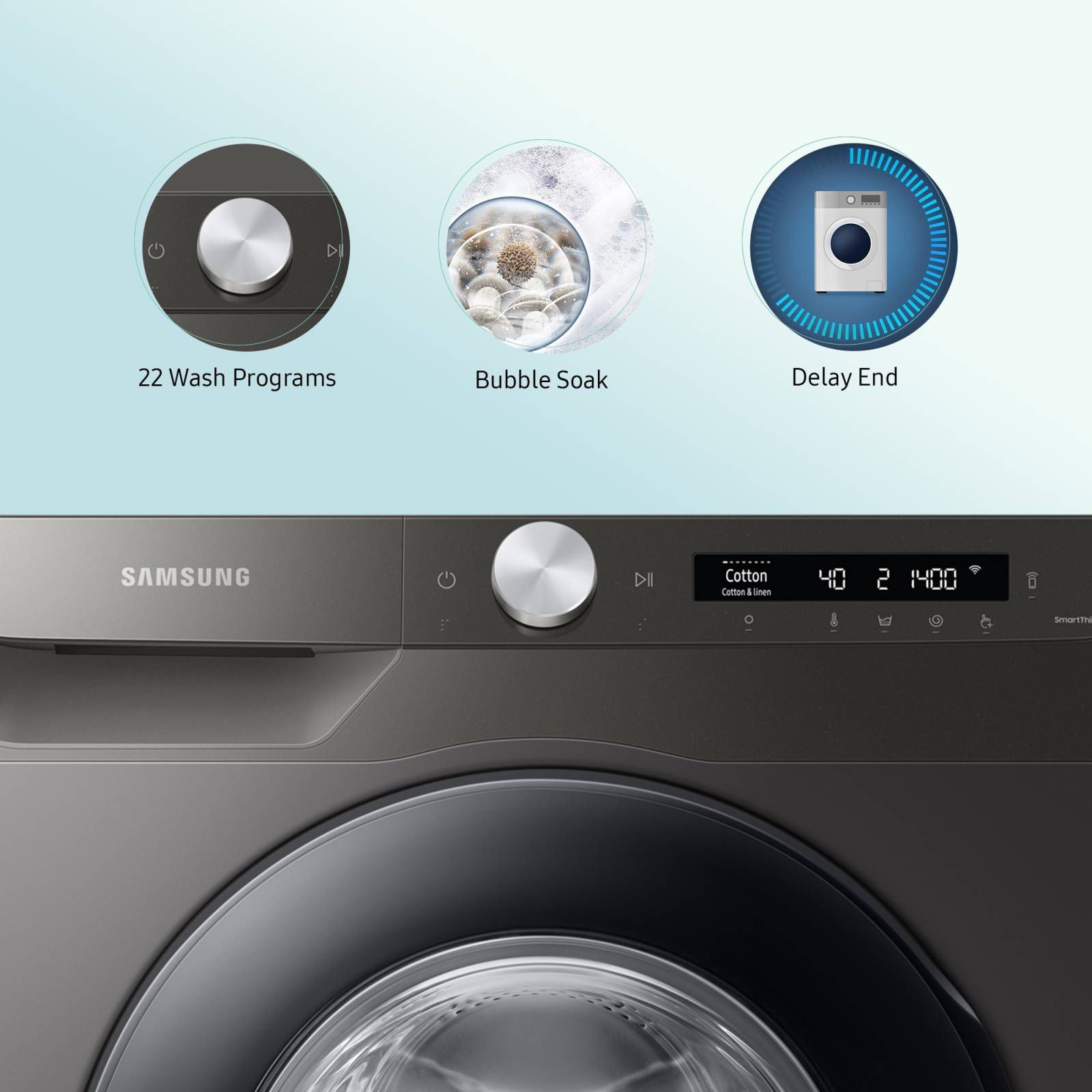 SAMSUNG 9 kg 5 Star Inverter Fully Automatic Front Load Washing Machine (WW90T504DAN1TL, AI Control Display, Inox)_13