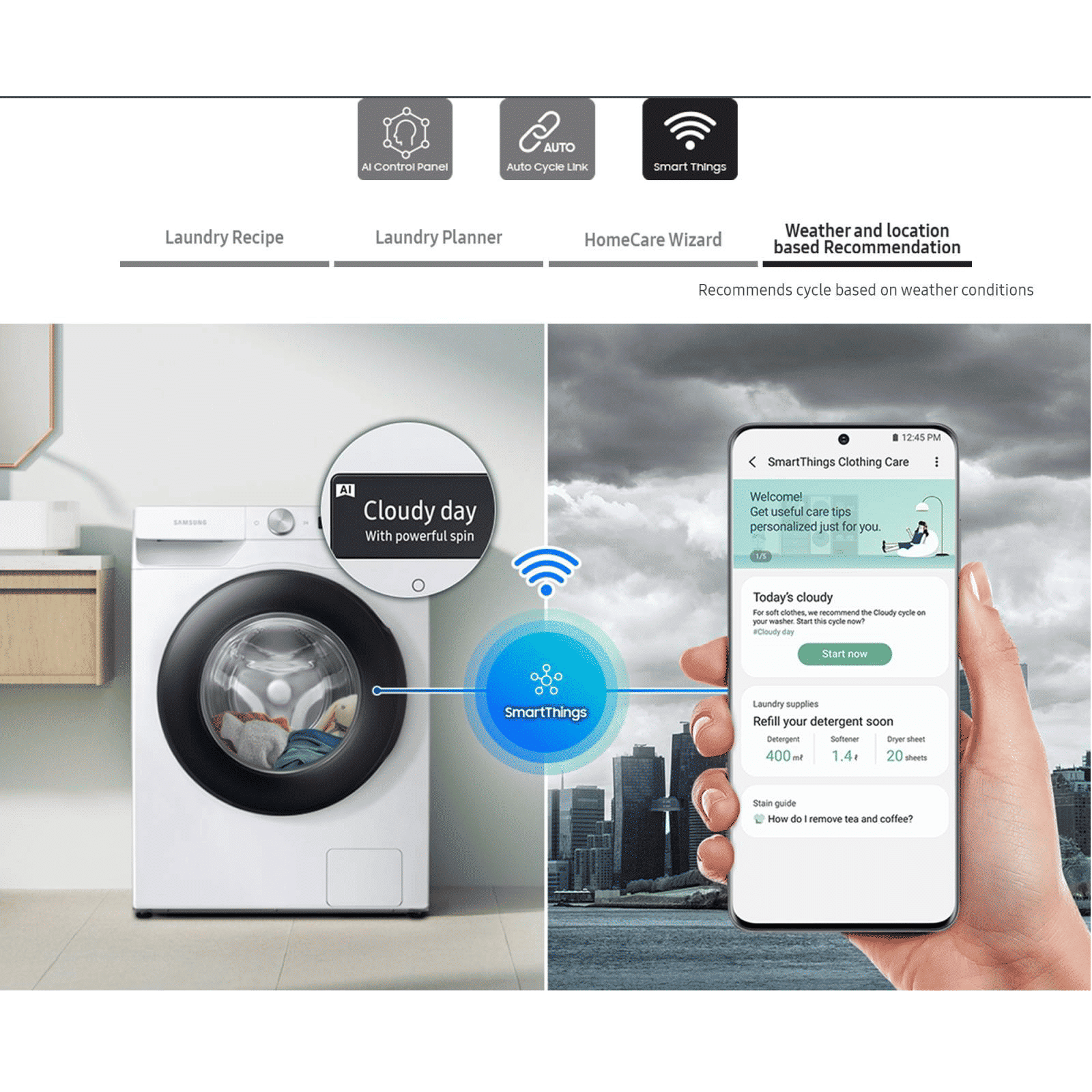 SAMSUNG 9 kg 5 Star Inverter Fully Automatic Front Load Washing Machine (WW90T504DAN1TL, AI Control Display, Inox)_15