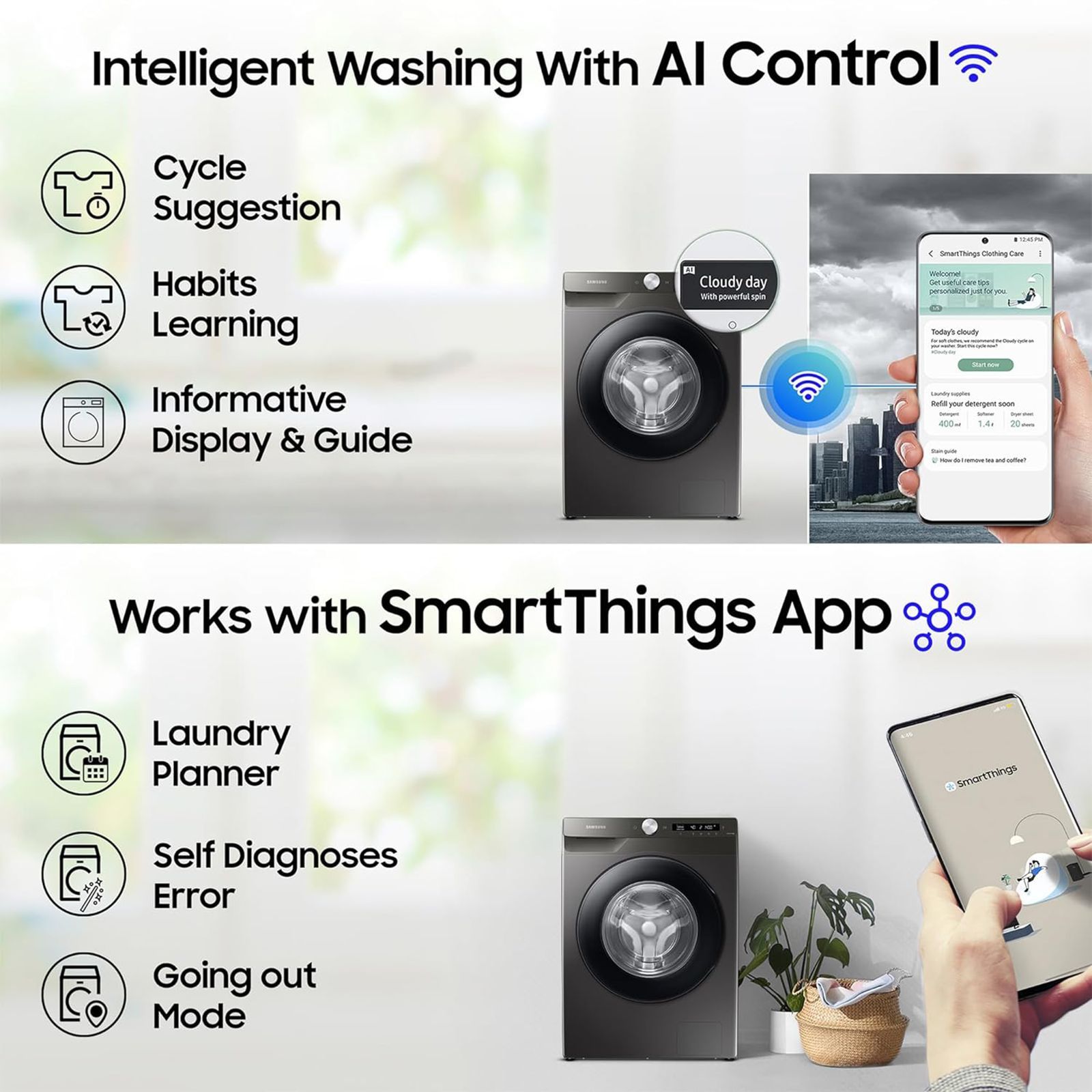 SAMSUNG 9 kg 5 Star Inverter Fully Automatic Front Load Washing Machine (WW90T504DAN1TL, AI Control Display, Inox)_9