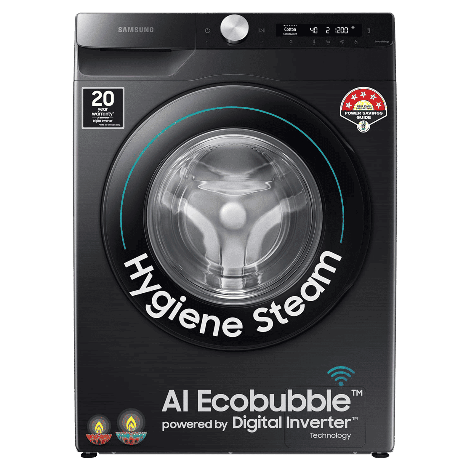 SAMSUNG 8 kg 5 Star Inverter Fully Automatic Front Load Washing Machine (WW80T504DAB1TL, AI Control Display, Black Caviar)_1