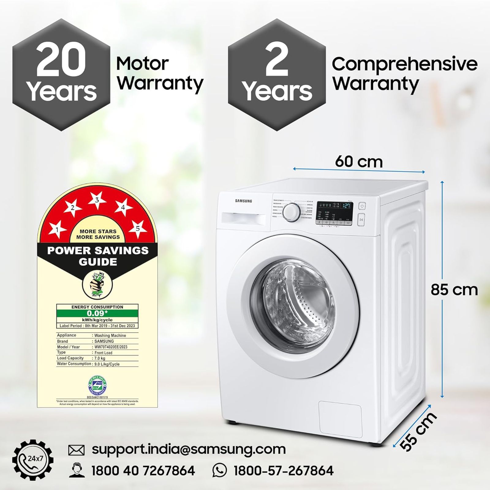 SAMSUNG 7 kg 5 Star Inverter Fully Automatic Front Load Washing Machine (WW70T4020EE/TL, Diamond Drum, White)_15