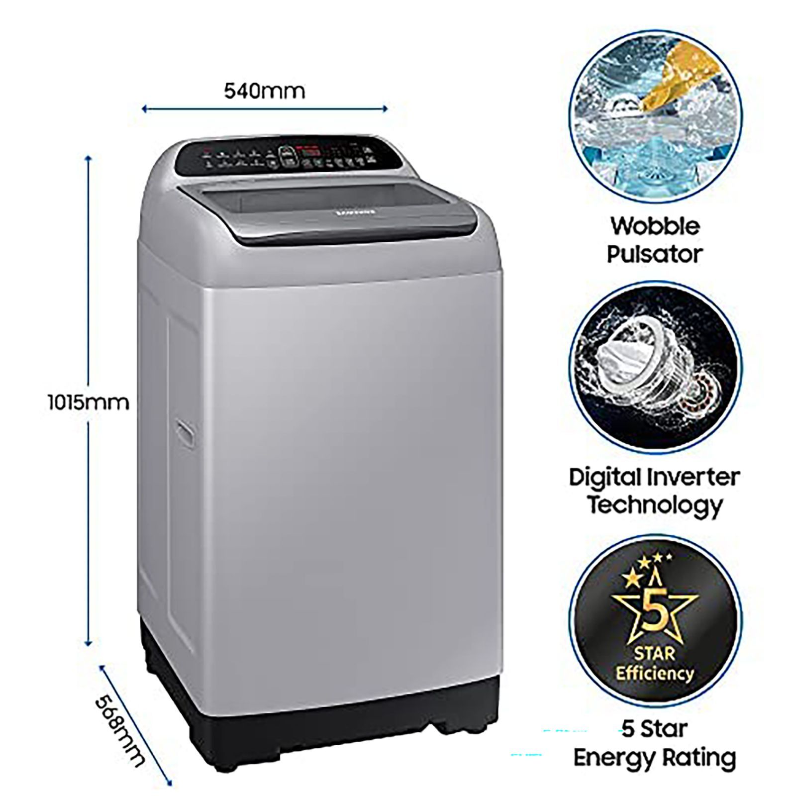 SAMSUNG 7 kg 5 Star Inverter Fully Automatic Top Load Washing Machine (WA70T4262GS/TL, Magic Filter, Imperial Silver)_14