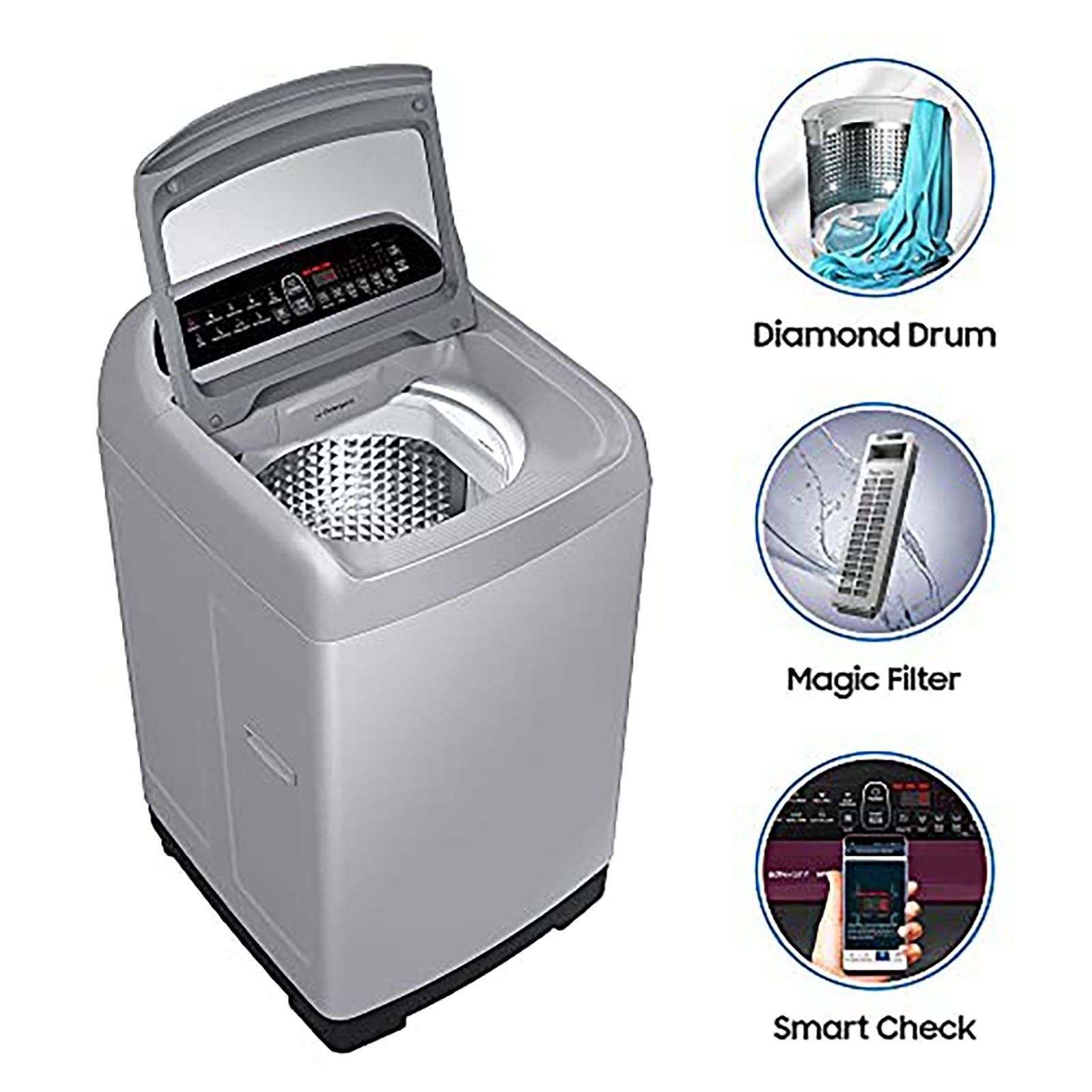 SAMSUNG 7 kg 5 Star Inverter Fully Automatic Top Load Washing Machine (WA70T4262GS/TL, Magic Filter, Imperial Silver)_15
