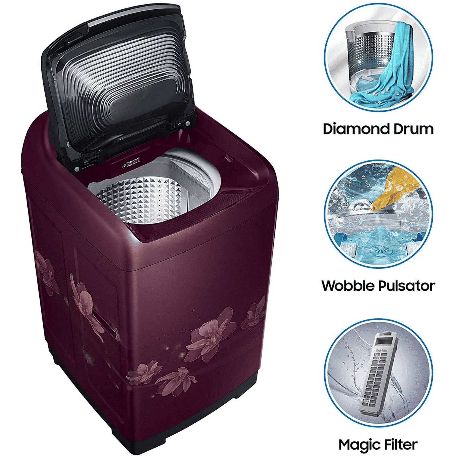 SAMSUNG 8 kg 5 Star Inverter Fully Automatic Top Load Washing Machine (WA80T4560BM/TL, Diamond Drum, Magnolia Plum)_13