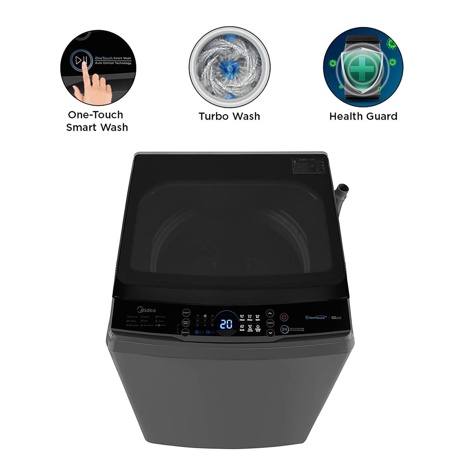 Midea 7 kg 5 Star Inverter Fully Automatic Top Load Washing Machine (MA200W70/G-IN, Lint Filter, Dark Grey)_11
