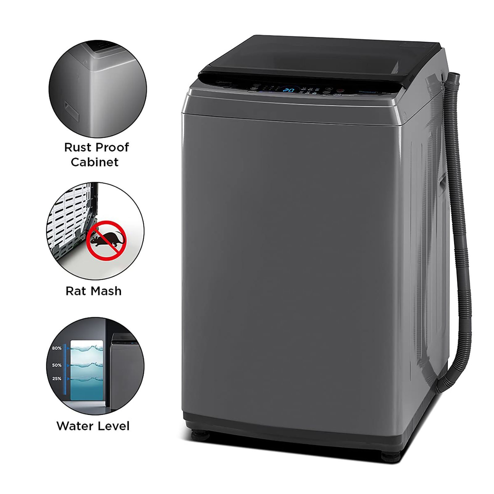 Midea 7 kg 5 Star Inverter Fully Automatic Top Load Washing Machine (MA200W70/G-IN, Lint Filter, Dark Grey)_13