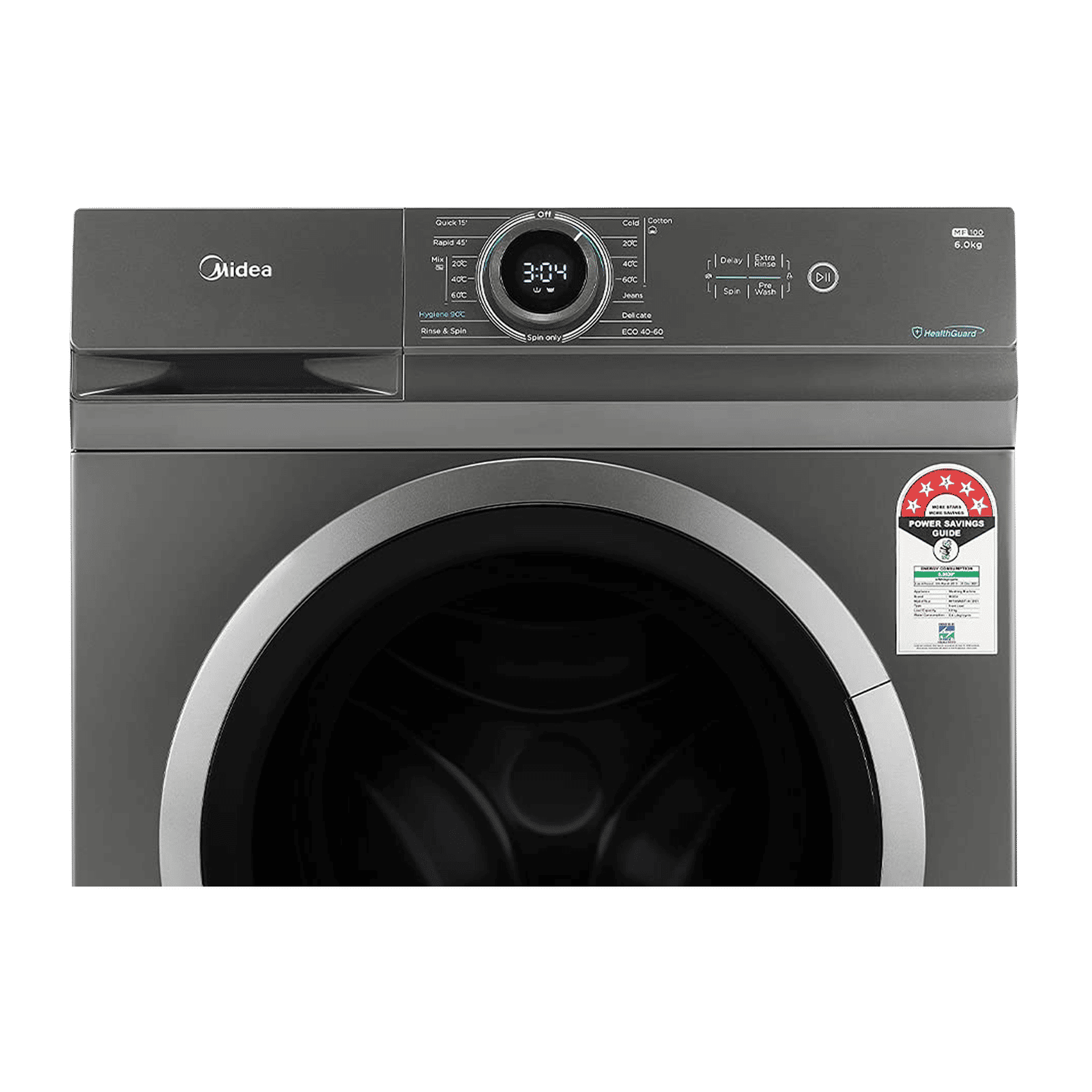 Midea 6 kg 5 Star Fully Automatic Front Load Washing Machine (MF100W60/T-IN, In-Built Heater, Dark Grey) Midea 6 kg 5 Star Fully Automatic Front Load Washing Machine (MF100W60/T-IN, In-Built Heater, Dark Grey)_4
