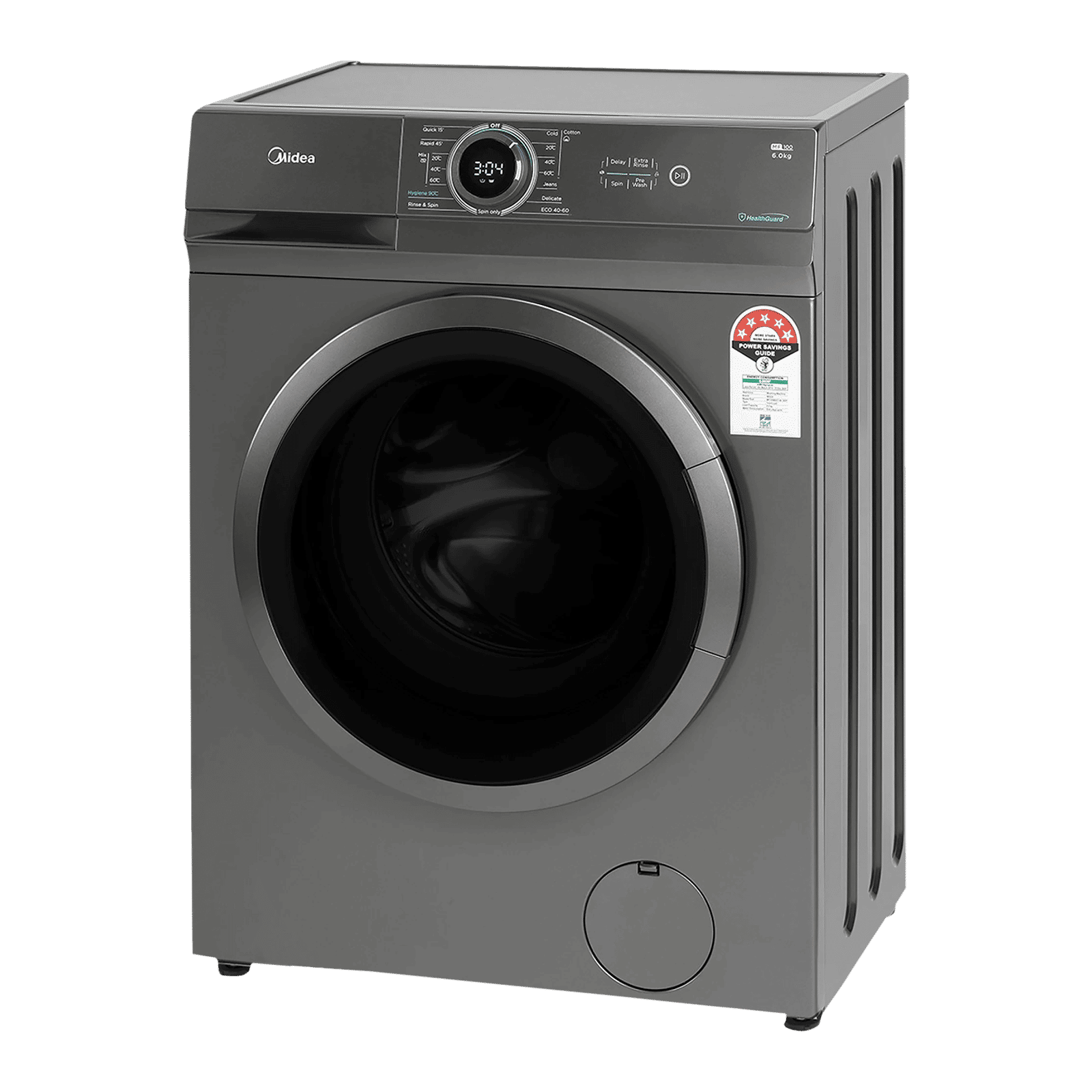 Midea 6 kg 5 Star Fully Automatic Front Load Washing Machine (MF100W60/T-IN, In-Built Heater, Dark Grey) Midea 6 kg 5 Star Fully Automatic Front Load Washing Machine (MF100W60/T-IN, In-Built Heater, Dark Grey)_6