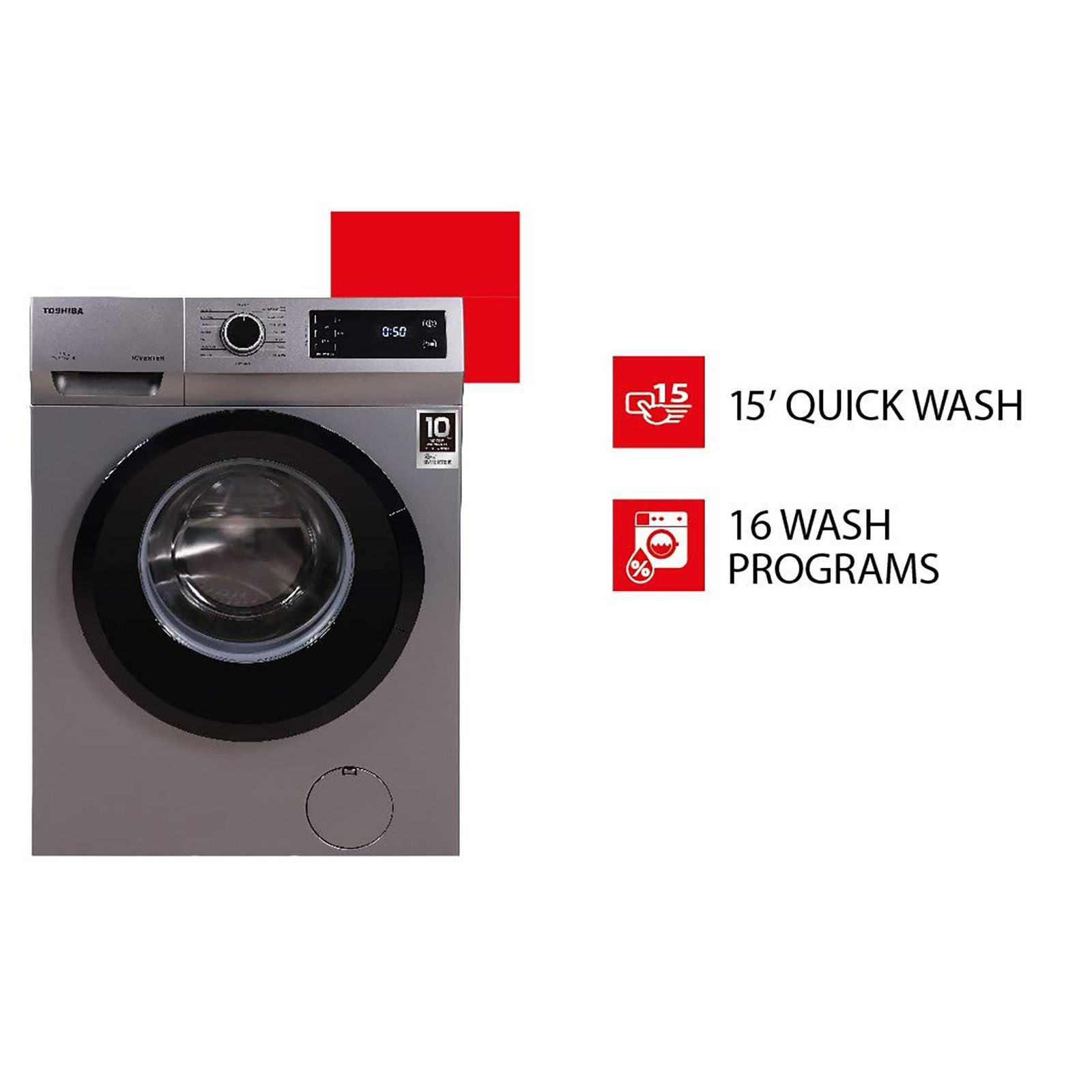 TOSHIBA 7.5 kg 5 Star Inverter Fully Automatic Front Load Washing Machine (TW-BJ85S2-IND(SK), In-Built Heater, Silver)_13