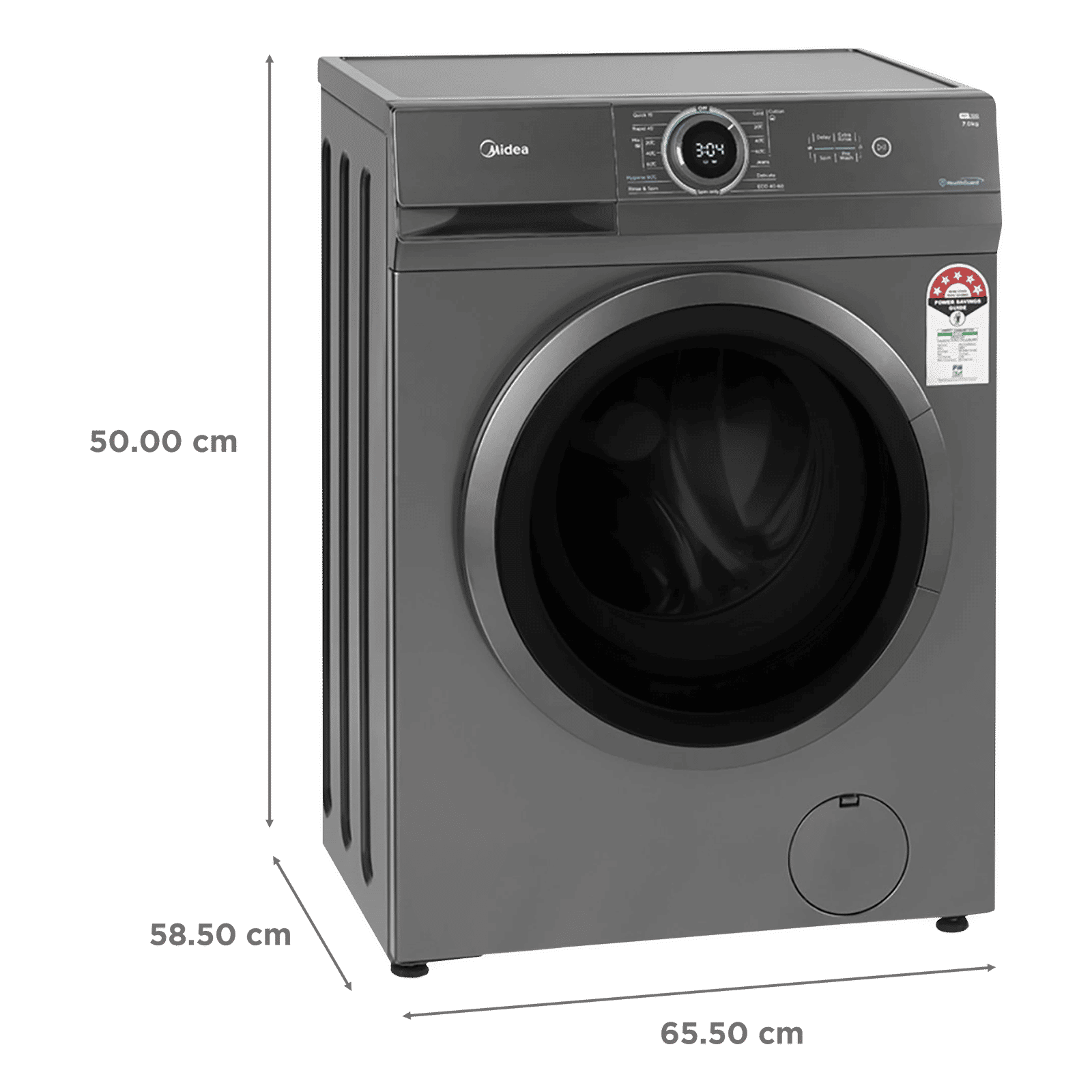Midea 7 kg 5 Star Fully Automatic Front Load Washing Machine (MF100W70/T-IN, In-Built Heater, Dark Grey)_3