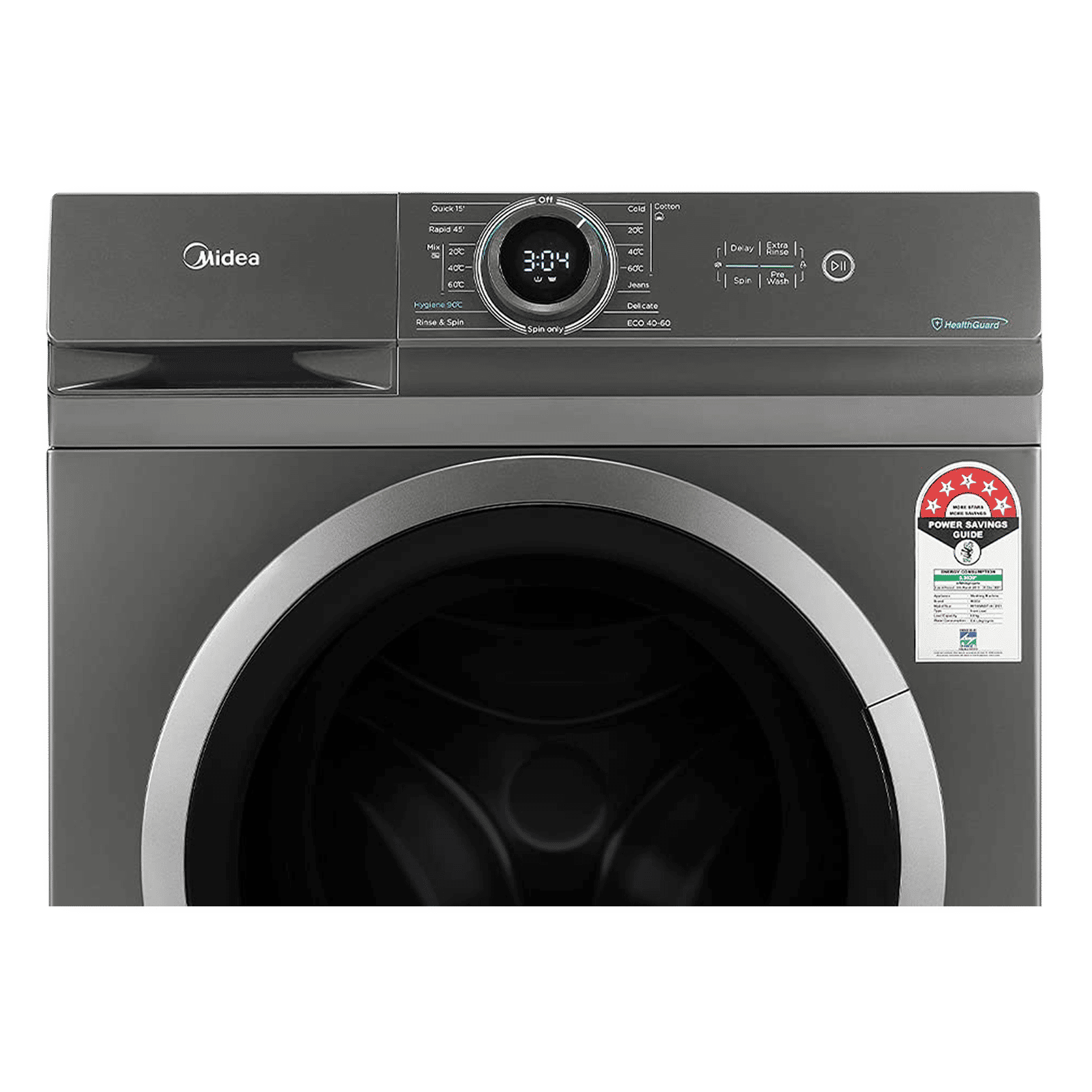 Midea 7 kg 5 Star Fully Automatic Front Load Washing Machine (MF100W70/T-IN, In-Built Heater, Dark Grey)_4