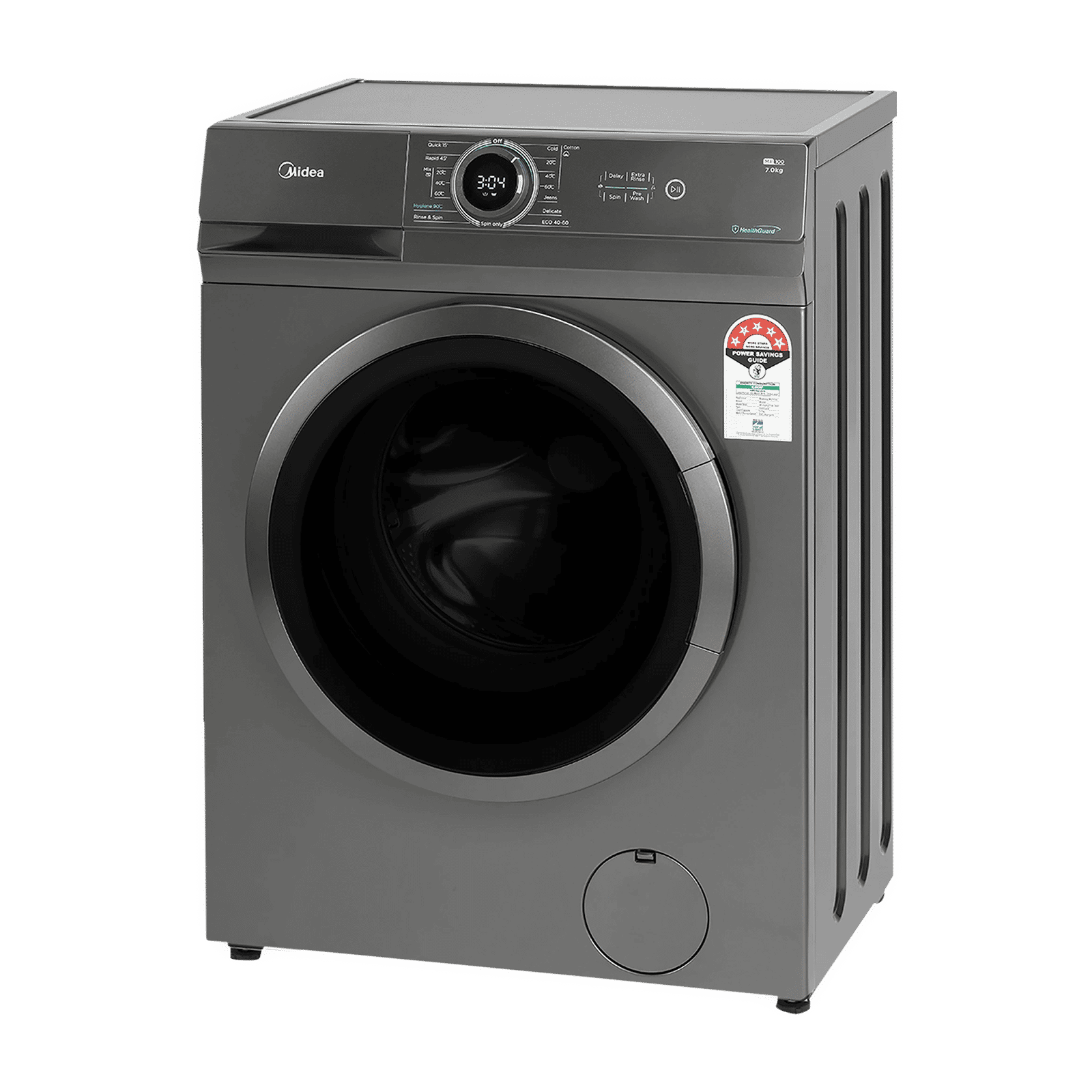 Midea 7 kg 5 Star Fully Automatic Front Load Washing Machine (MF100W70/T-IN, In-Built Heater, Dark Grey)_6