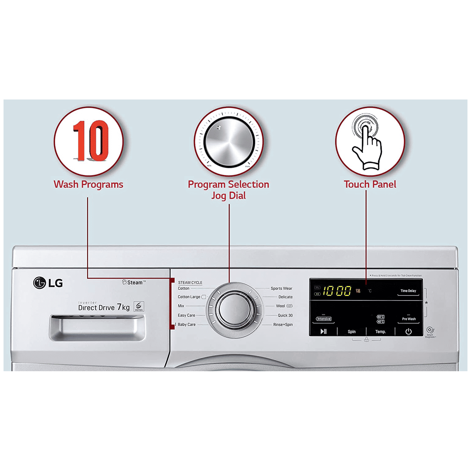 LG 7 kg 5 Star Inverter Fully Automatic Front Load Washing Machine (FHM1207SDL, In-built Heater, Luxury Silver)_13