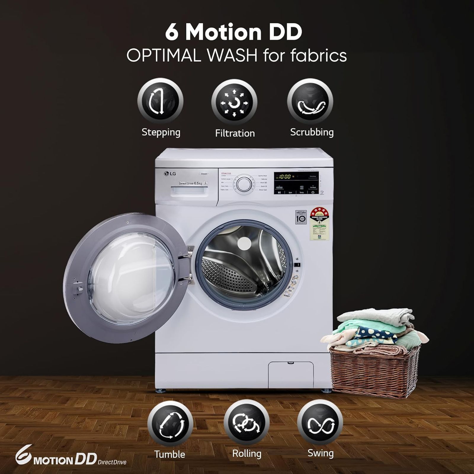 LG 7 kg 5 Star Inverter Fully Automatic Front Load Washing Machine (FHM1207SDL, In-built Heater, Luxury Silver)_15