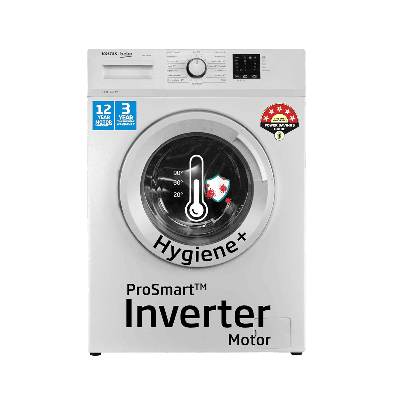 Voltas Beko 6 kg 5 Star Fully Automatic Front Load Washing Machine (WFL6010VPWW, In-built Heater, White) Voltas Beko 6 kg 5 Star Fully Automatic Front Load Washing Machine (WFL6010VPWW, In-built Heater, White)_1