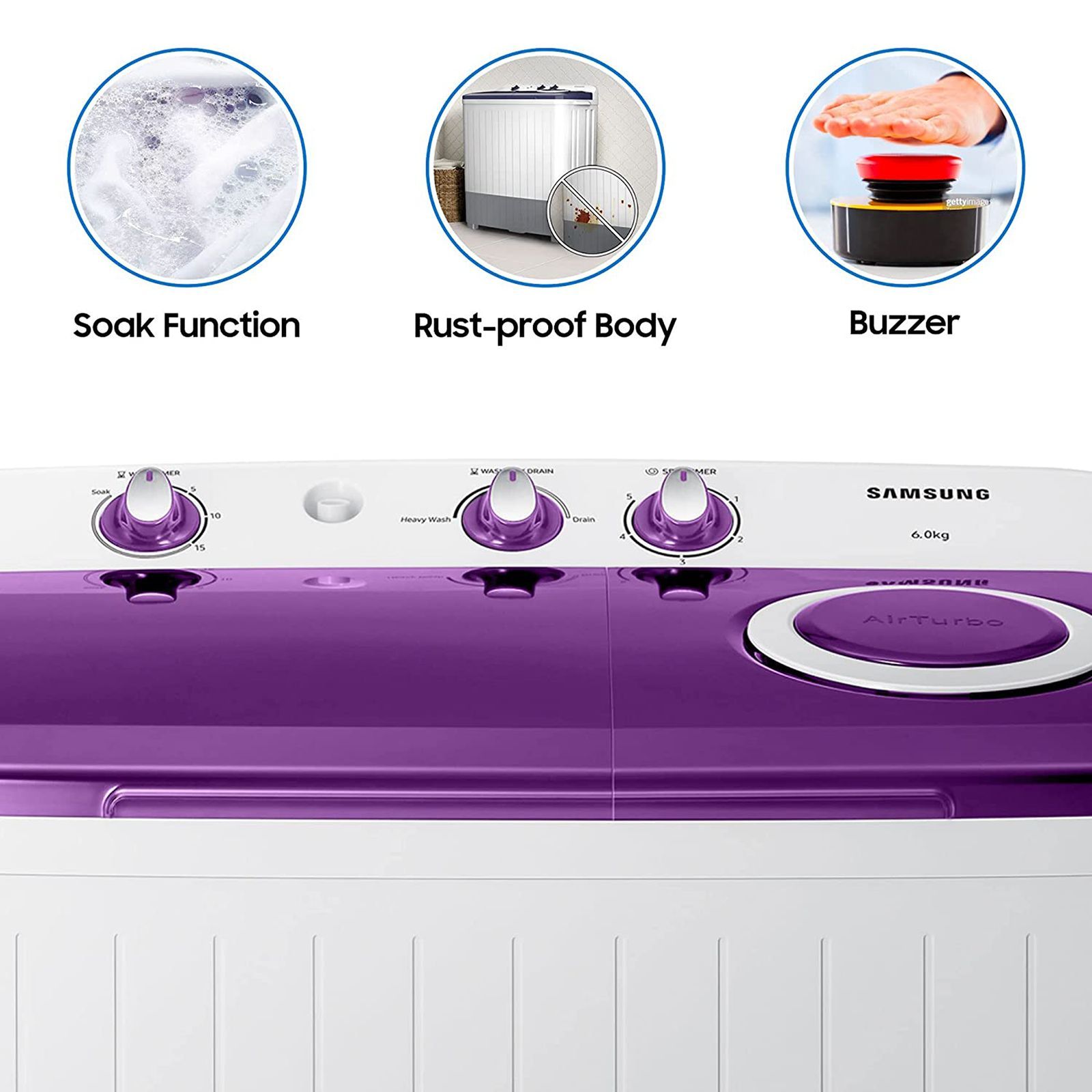 SAMSUNG 6 kg 5 Star Semi Automatic Washing Machine with Air Turbo Drying (WT60R2000LL/TL, Light Grey & Violet)_19