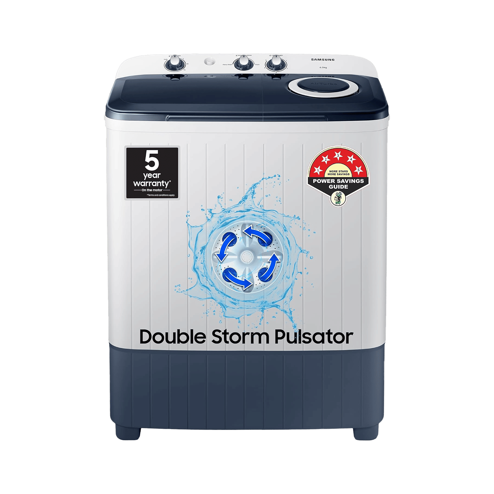 SAMSUNG 6.5 kg 5 Star Semi Automatic Washing Machine with Air Turbo Drying (WT65R2200LL/TL, Light Gray & Blue Base) SAMSUNG 6.5 kg 5 Star Semi Automatic Washing Machine with Air Turbo Drying (WT65R2200LL/TL, Light Gray & Blue Base)_1