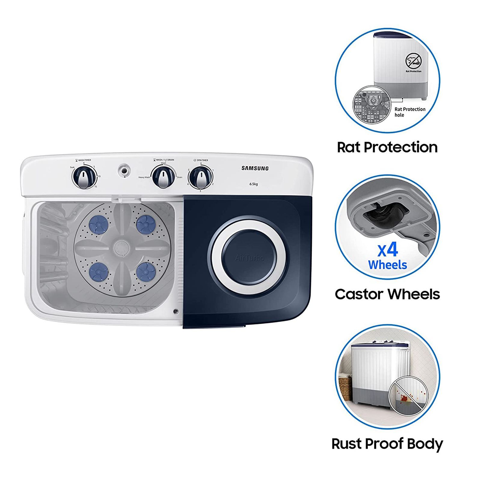 SAMSUNG 6.5 kg 5 Star Semi Automatic Washing Machine with Air Turbo Drying (WT65R2200LL/TL, Light Gray & Blue Base) SAMSUNG 6.5 kg 5 Star Semi Automatic Washing Machine with Air Turbo Drying (WT65R2200LL/TL, Light Gray & Blue Base)_17