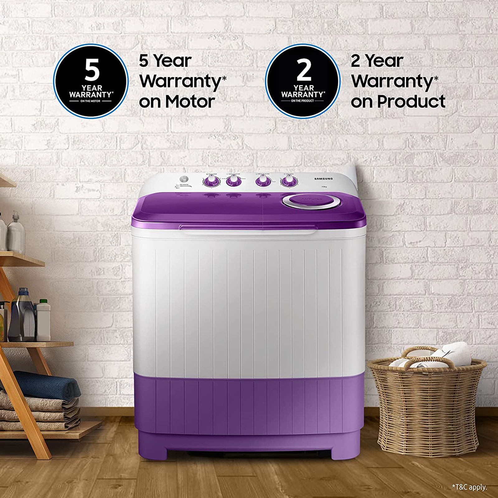 SAMSUNG 7 kg 5 Star Semi Automatic Washing Machine with Double Strong Pulsator (WT70M3000UU/TL, Light Gray & Voilet)_20