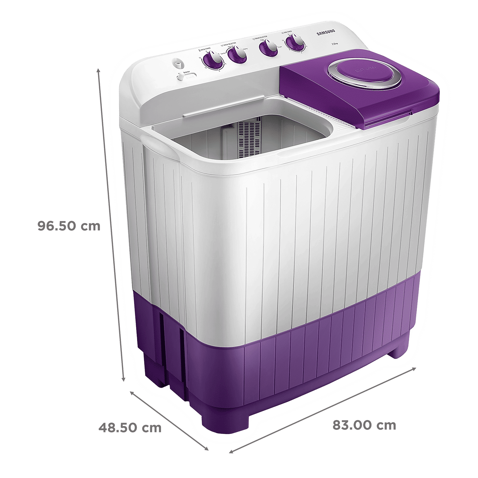 SAMSUNG 7 kg 5 Star Semi Automatic Washing Machine with Double Strong Pulsator (WT70M3000UU/TL, Light Gray & Voilet)_3