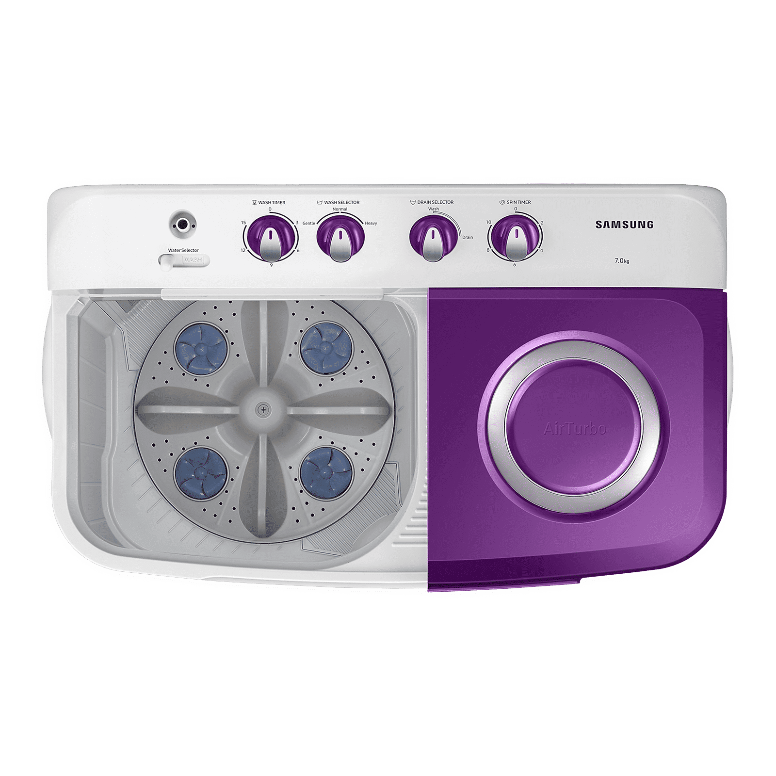 SAMSUNG 7 kg 5 Star Semi Automatic Washing Machine with Double Strong Pulsator (WT70M3000UU/TL, Light Gray & Voilet)_9