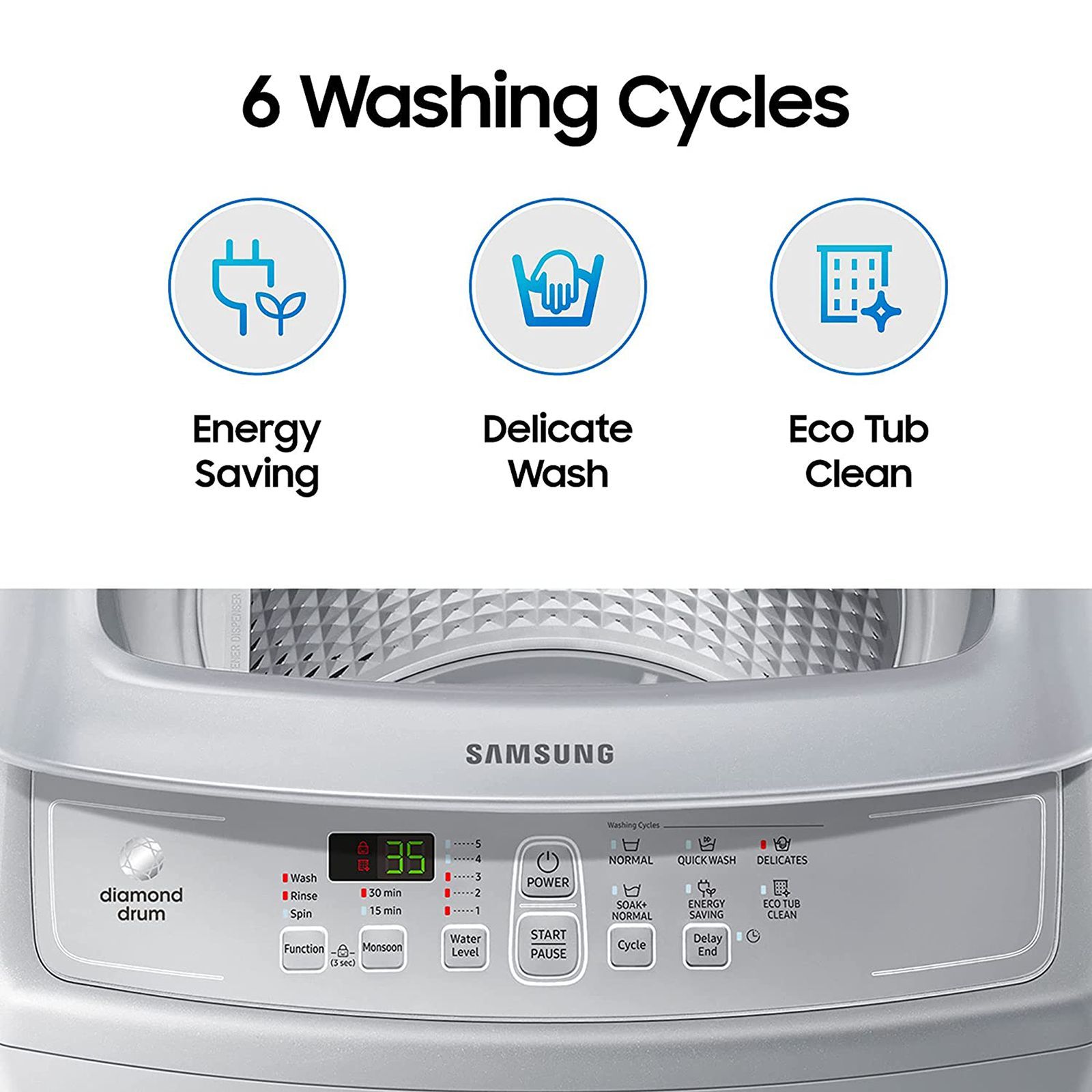 SAMSUNG 7 kg Inverter Fully Automatic Top Load Washing Machine (WA70A4002GS/TL, Diamond Drum, Imperial Silver)_15