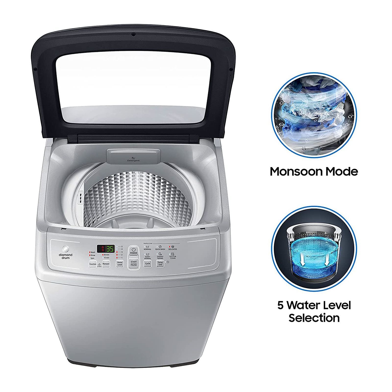 SAMSUNG 7 kg Inverter Fully Automatic Top Load Washing Machine (WA70A4002GS/TL, Diamond Drum, Imperial Silver)_16