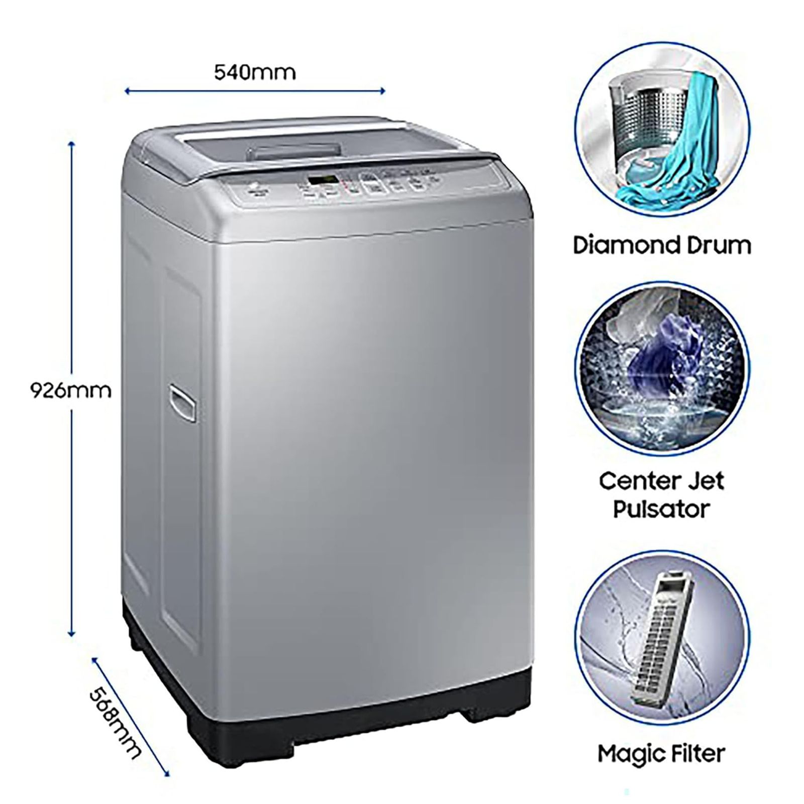 SAMSUNG 7 kg Inverter Fully Automatic Top Load Washing Machine (WA70A4002GS/TL, Diamond Drum, Imperial Silver)_19