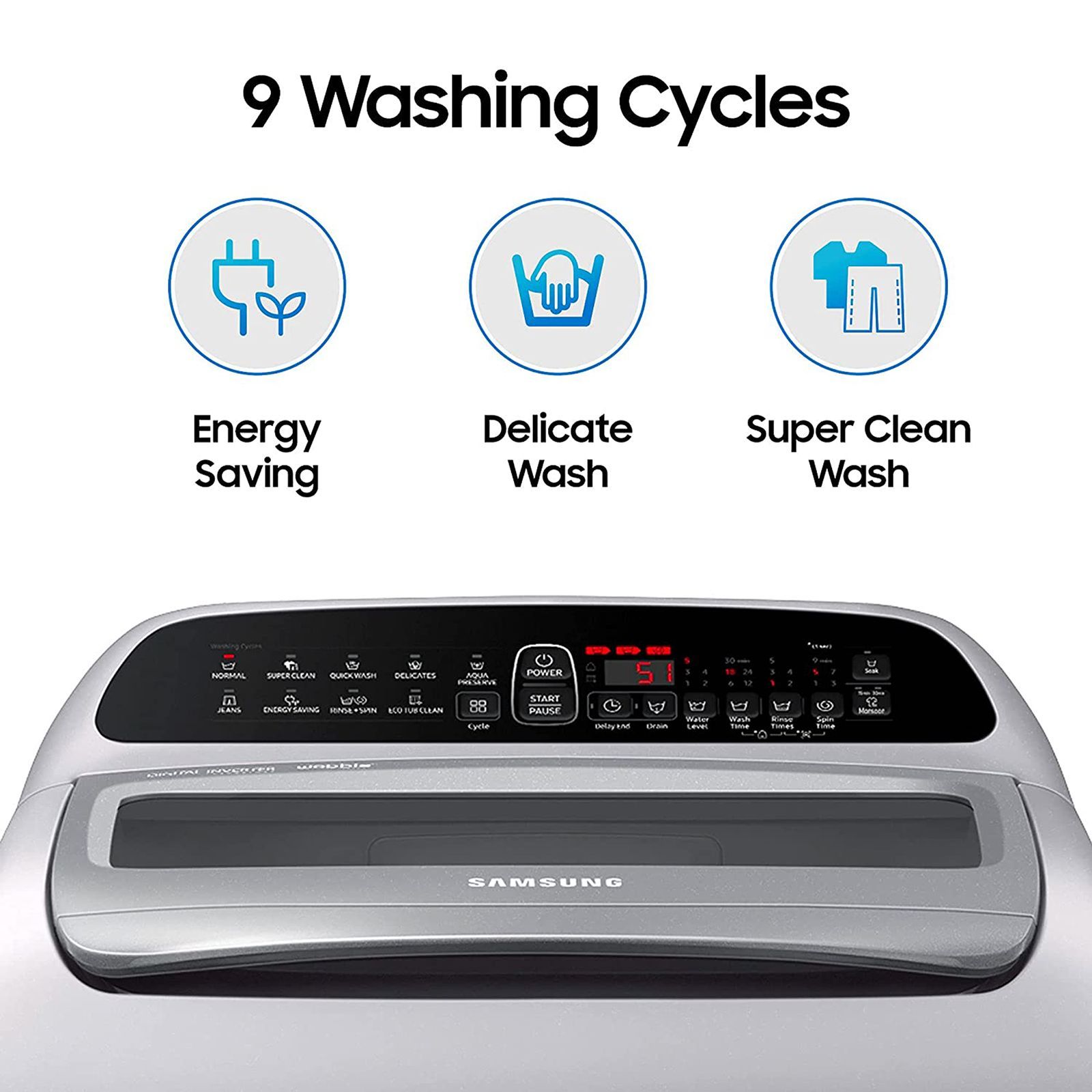 SAMSUNG 6.5 kg 5 Star Inverter Fully Automatic Top Load Washing Machine (WA65T4262GG/TL, Diamond Drum, Gray)_14
