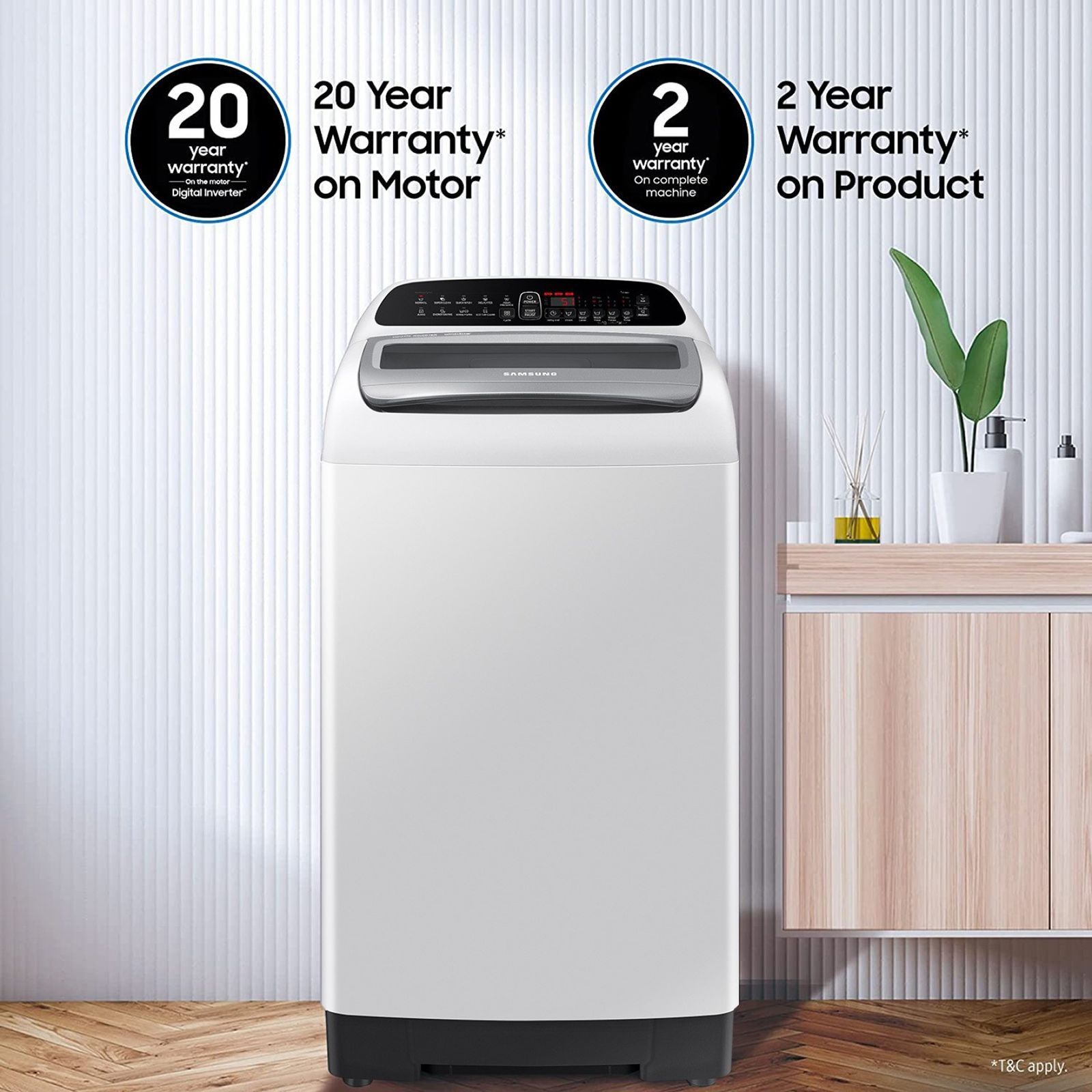 SAMSUNG 6.5 kg 5 Star Inverter Fully Automatic Top Load Washing Machine (WA65T4262GG/TL, Diamond Drum, Gray)_17