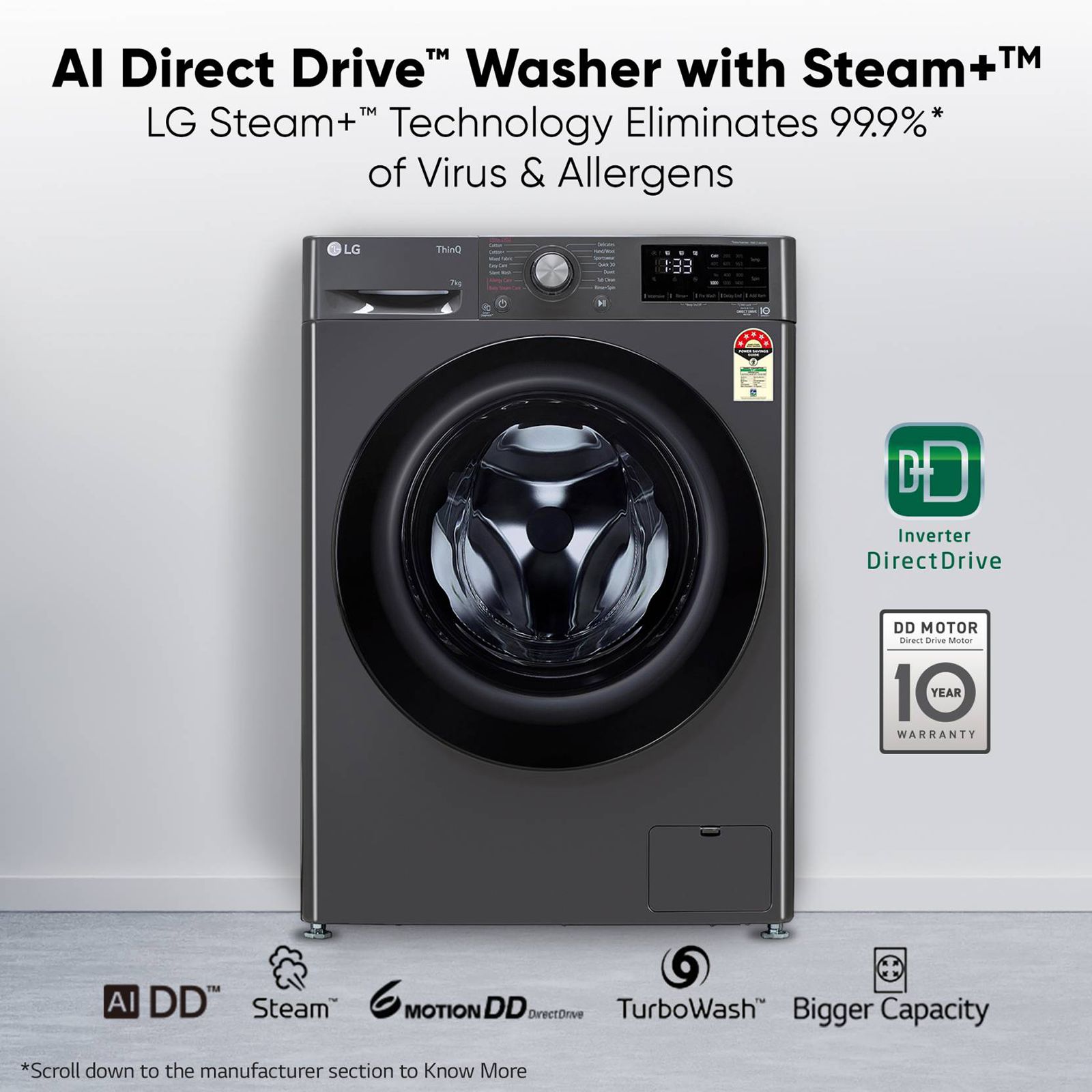LG 7 Kg 5 Star Inverter Fully Automatic Front Load Washing Machine (FHV1207Z4M, Built-In Heater, Middle Black) LG 7 Kg 5 Star Inverter Fully Automatic Front Load Washing Machine (FHV1207Z4M, Built-In Heater, Middle Black)_16