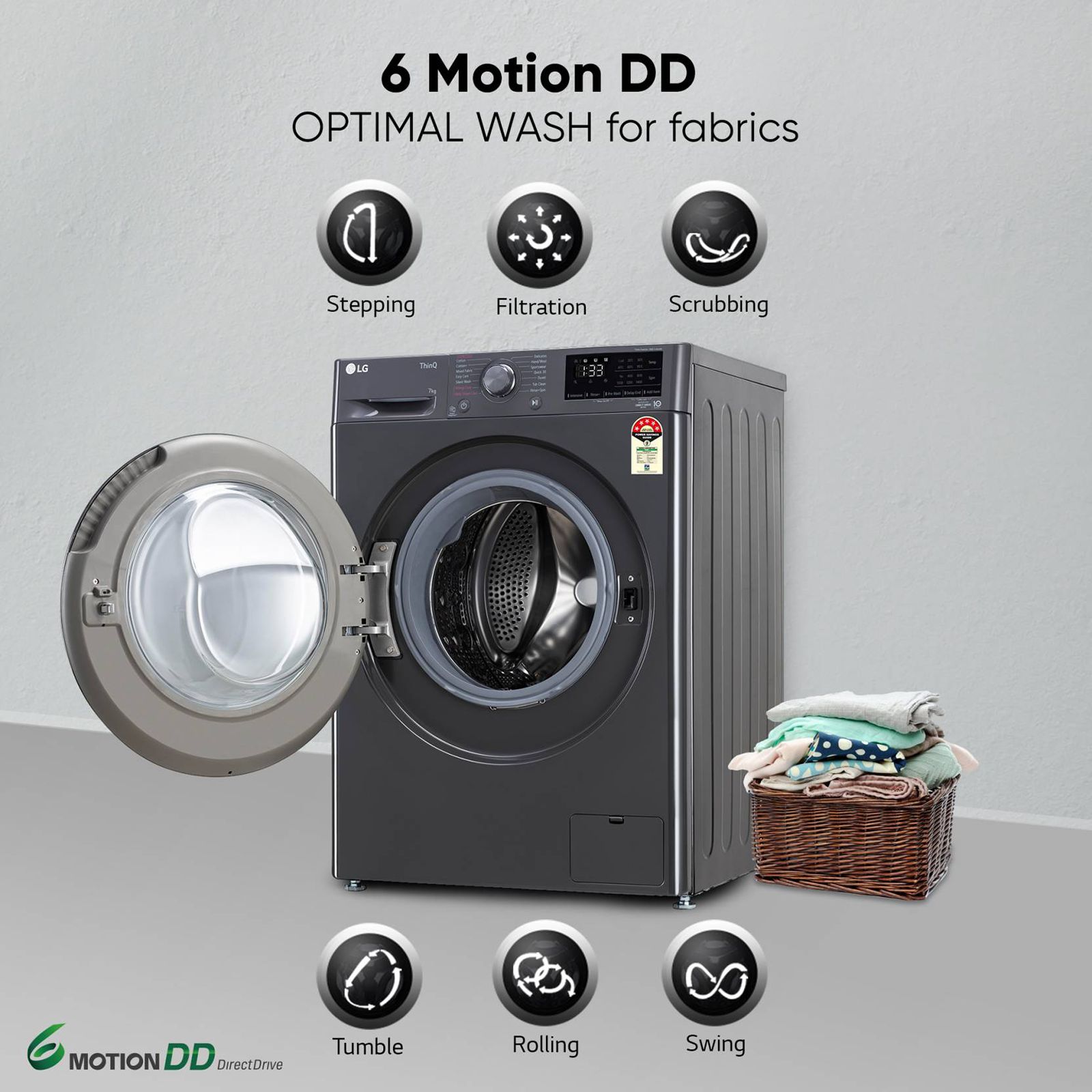 LG 7 Kg 5 Star Inverter Fully Automatic Front Load Washing Machine (FHV1207Z4M, Built-In Heater, Middle Black) LG 7 Kg 5 Star Inverter Fully Automatic Front Load Washing Machine (FHV1207Z4M, Built-In Heater, Middle Black)_17