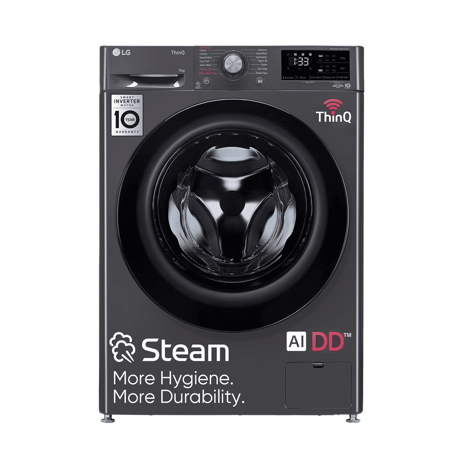 LG 9kg 5 Star Fully Automatic Front Load Washing Machine (FHV1409Z4M.ABMQEIL, LG ThinQ with Wi-Fi, Middle Black)_1
