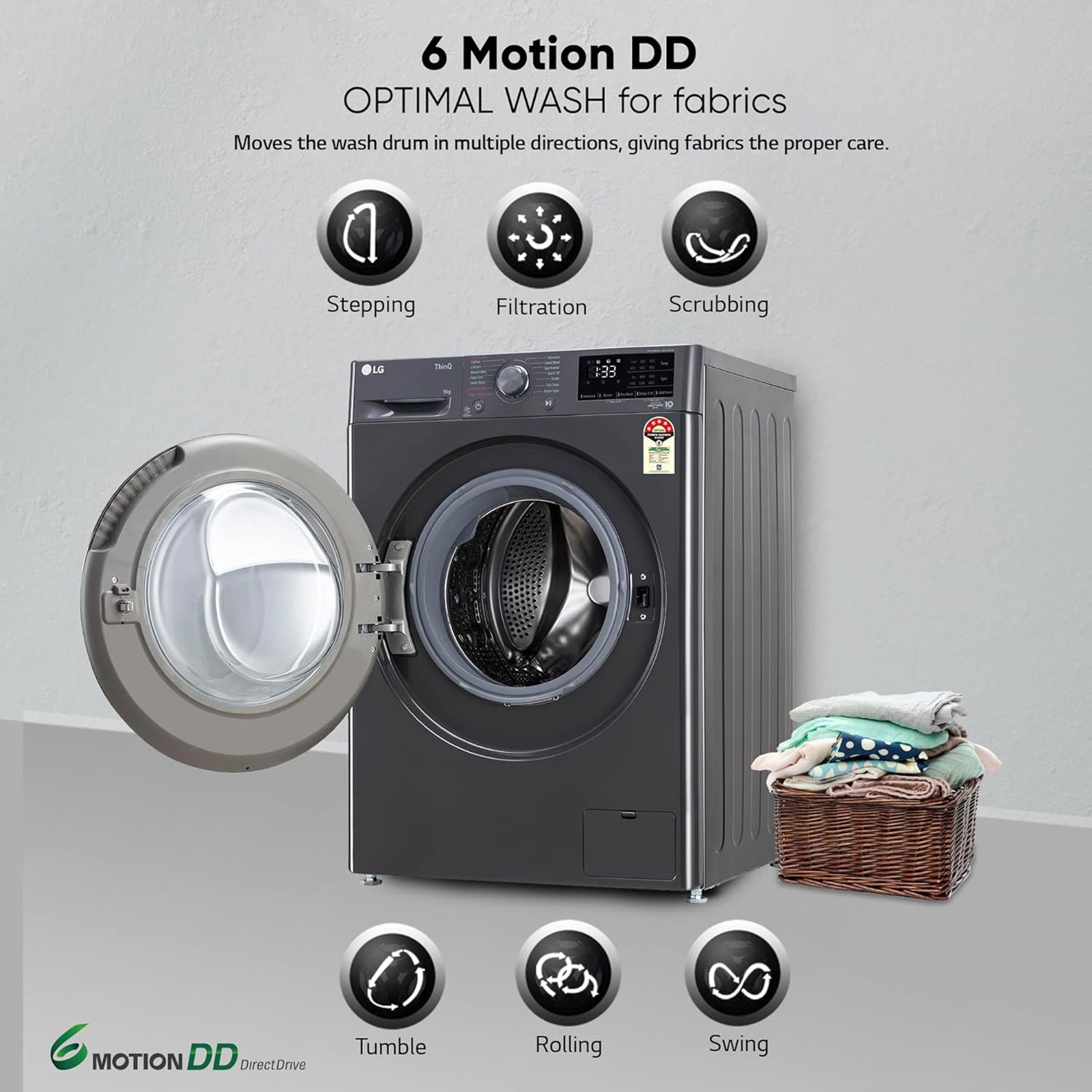 LG 9kg 5 Star Fully Automatic Front Load Washing Machine (FHV1409Z4M.ABMQEIL, LG ThinQ with Wi-Fi, Middle Black)_16