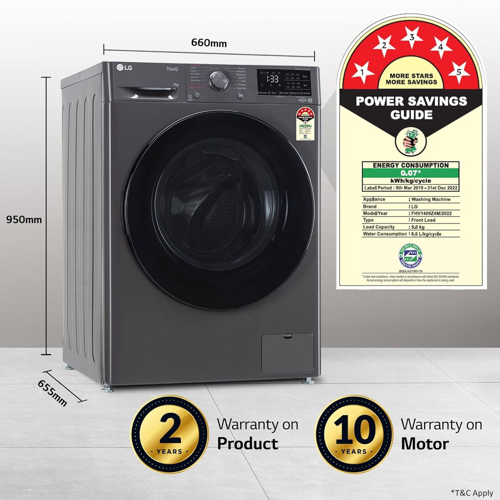 LG 9kg 5 Star Fully Automatic Front Load Washing Machine (FHV1409Z4M.ABMQEIL, LG ThinQ with Wi-Fi, Middle Black)_18