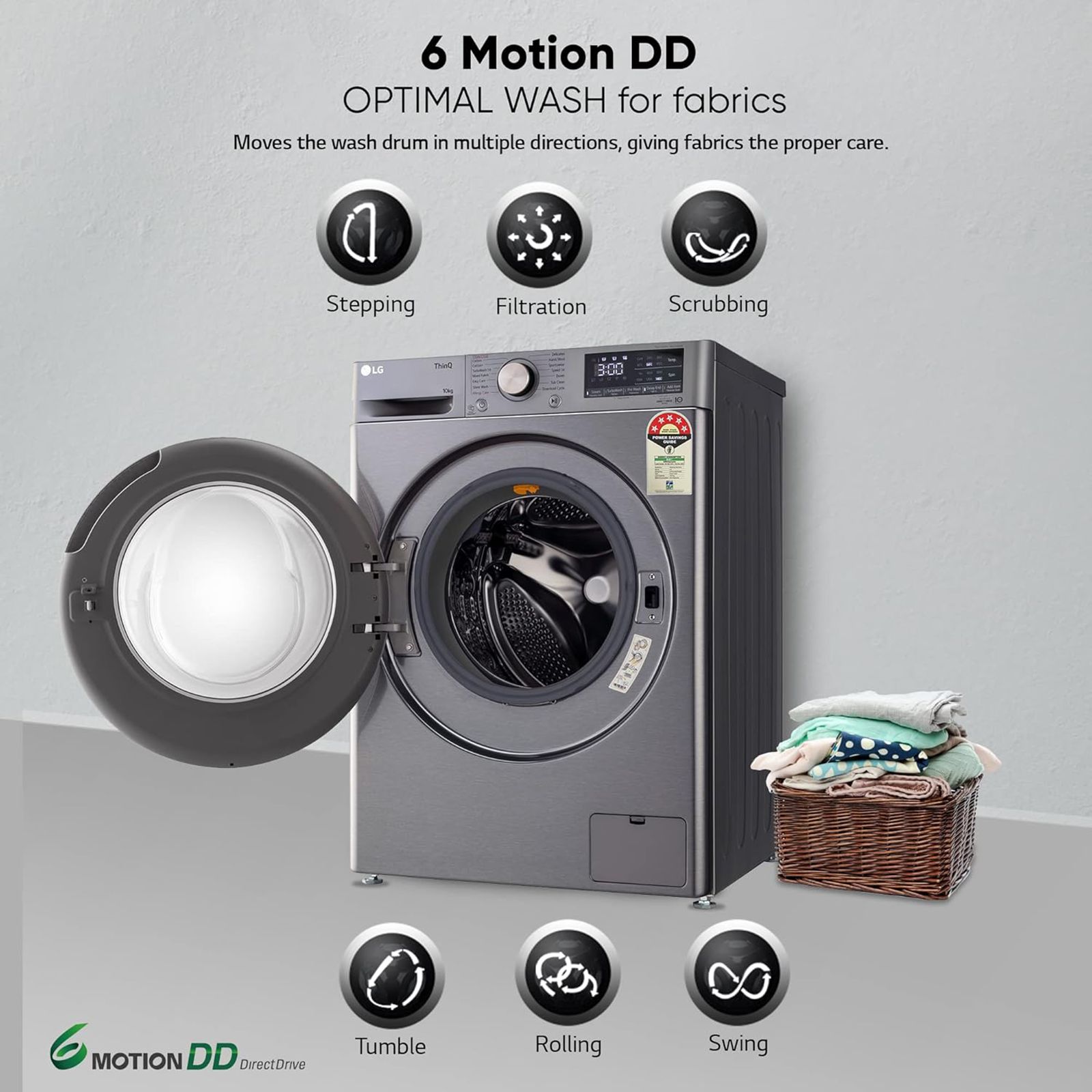 LG 10 kg 5 Star Fully Automatic Front Load Washing Machine (FHP1410Z7P.APSQEIL, Smart Diagnosis, Platinum Silver)_13